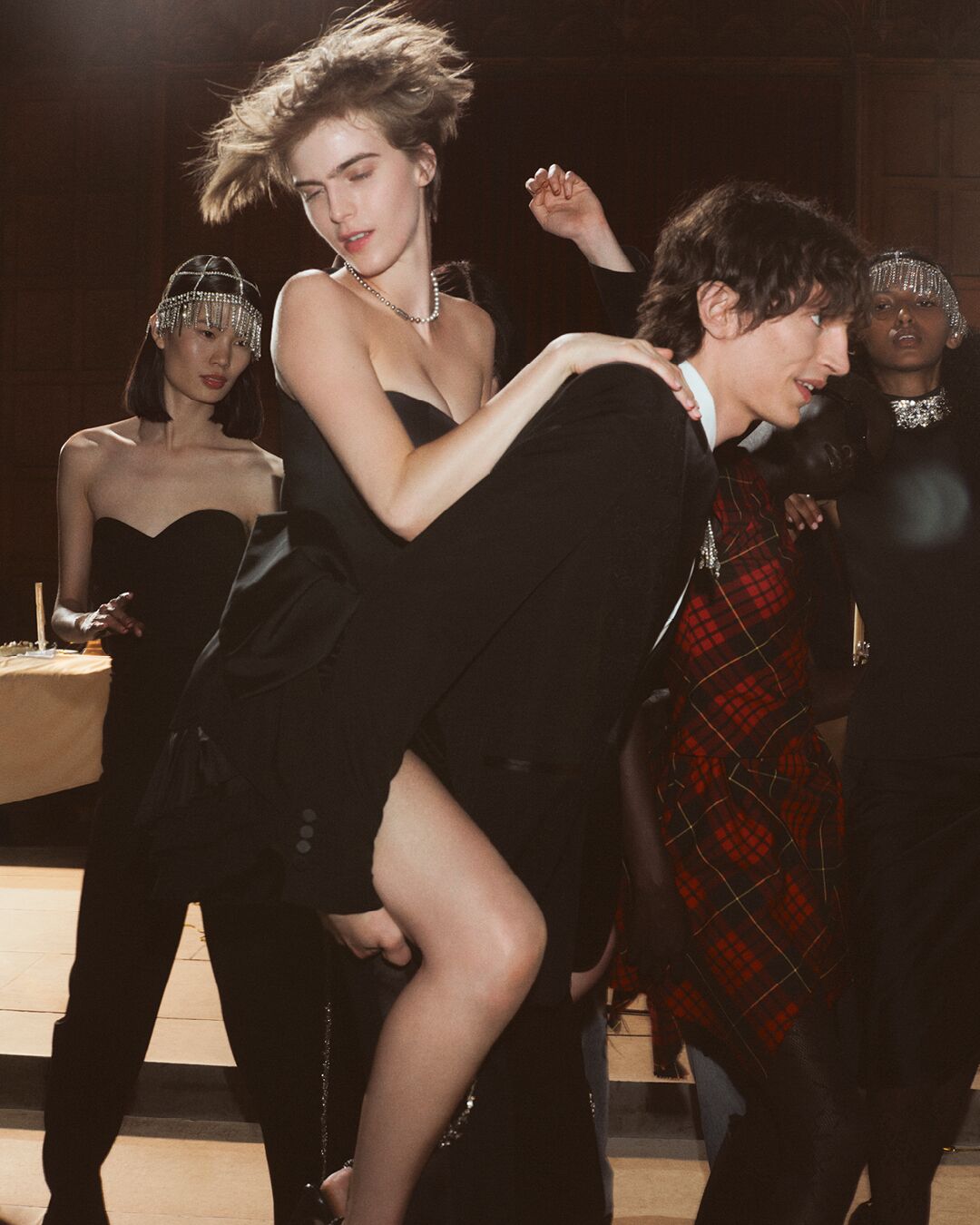 A group of people dancing