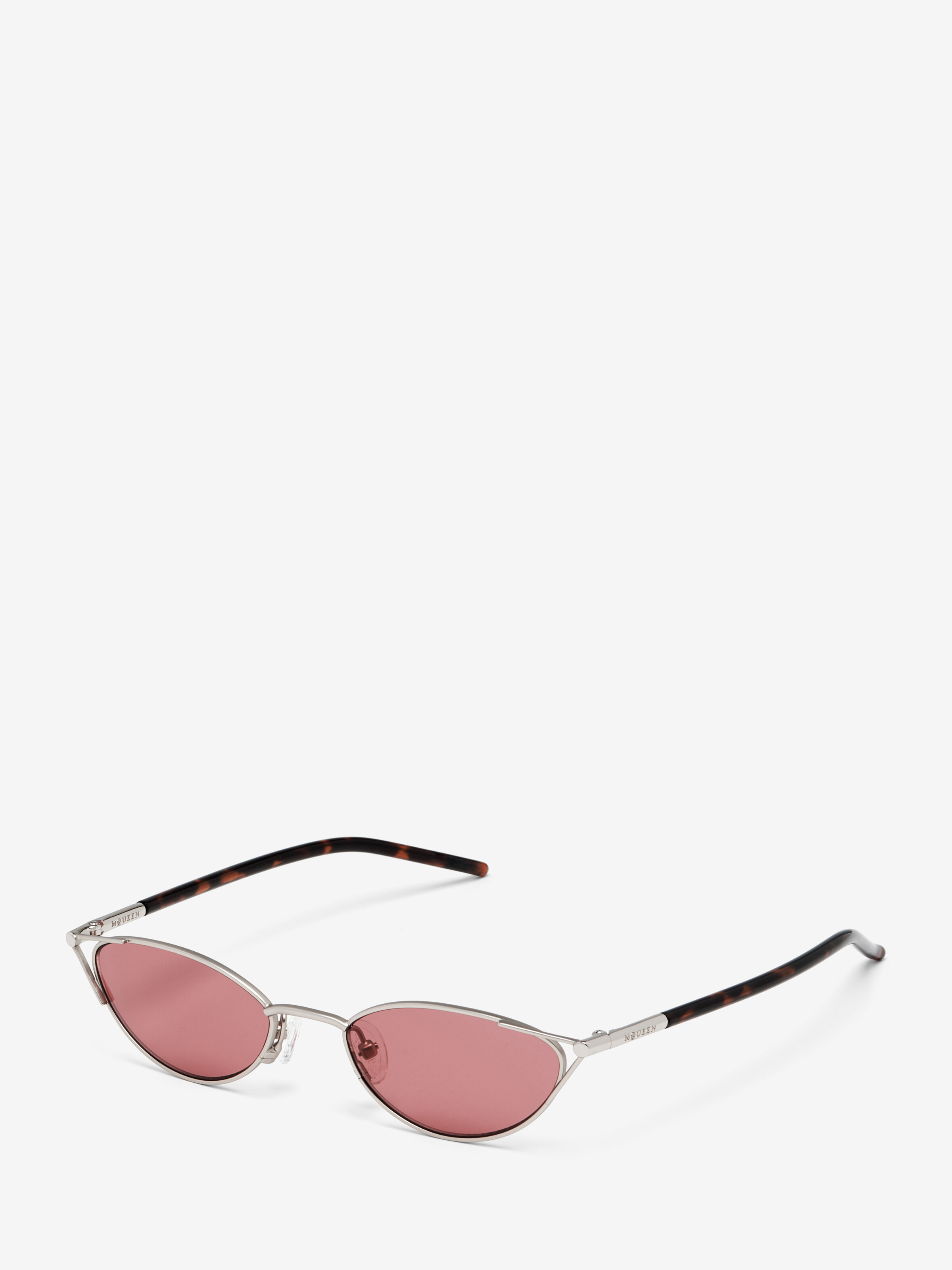 Women's T-Bar Sleek Cat-eye Sunglasses in Red in Plastic, Brass | Alexander McQueen - image 3