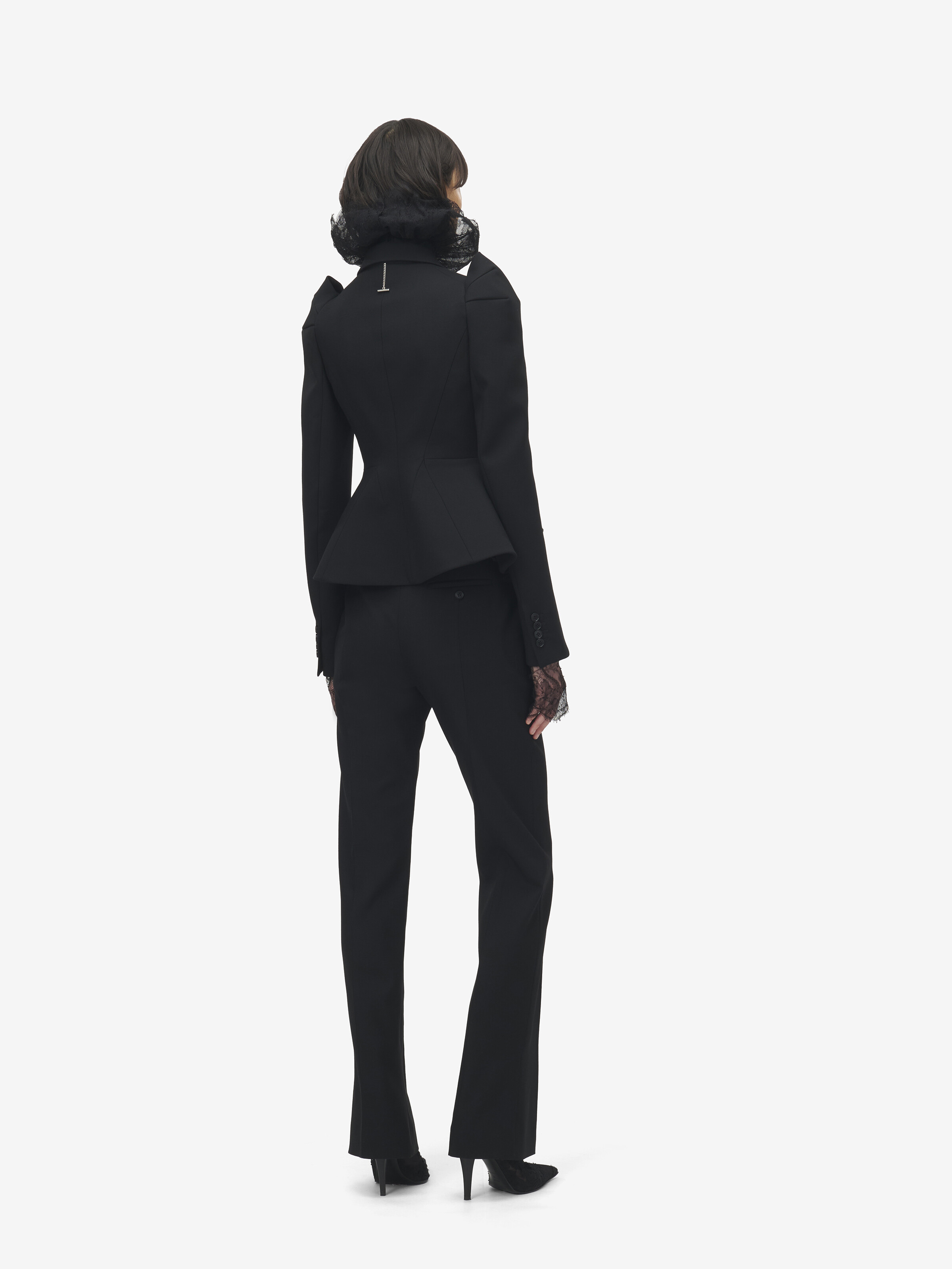 Women's Shoulder Double-breasted Jacket in Black in 98% Wool, 2% Elastane | Alexander McQueen - image 5