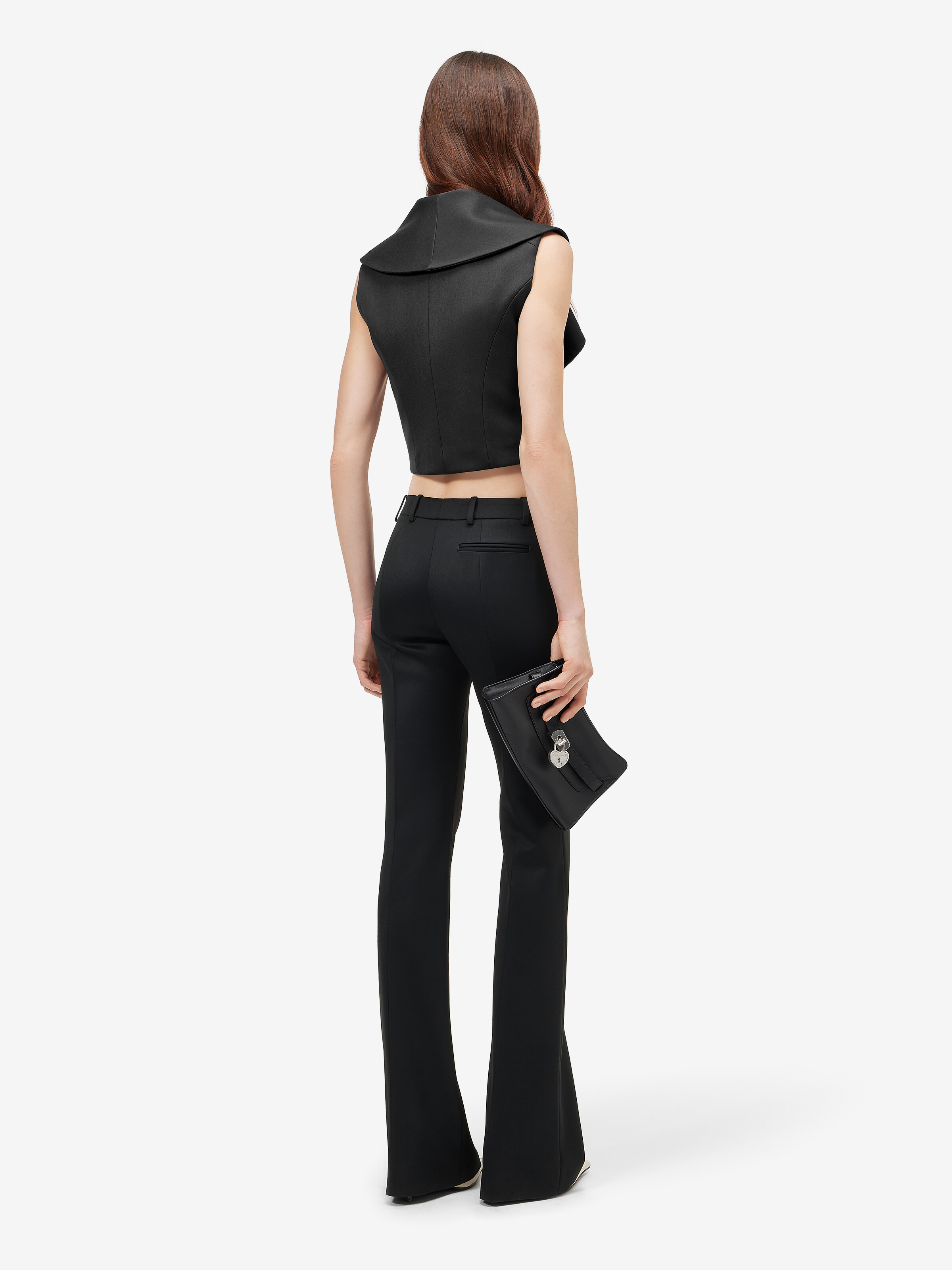 Women's Waterfall Collar Tailored Waistcoat in Black in 100% wool -  lining: 100% viscose | Alexander McQueen - image 4