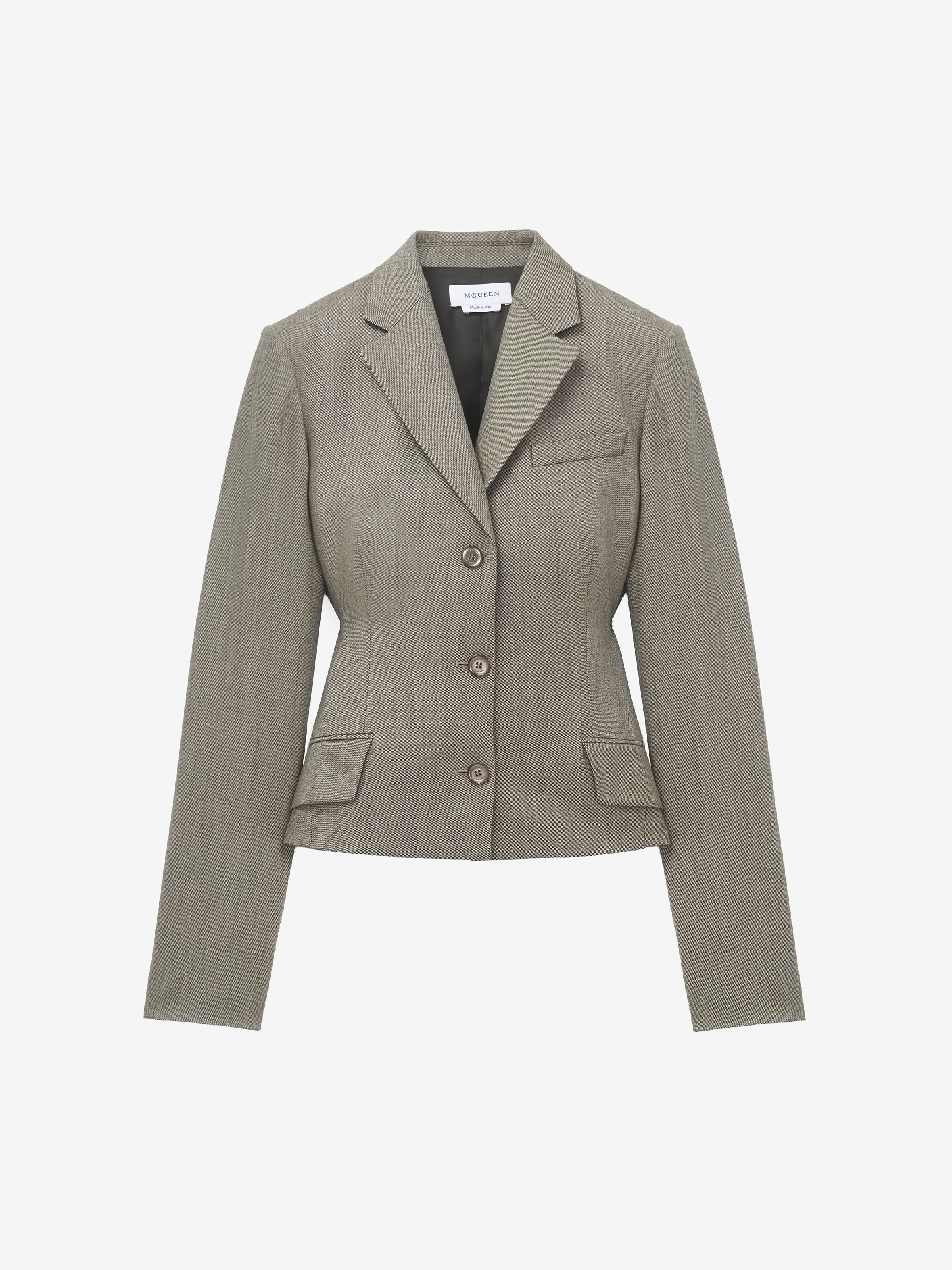 Veste à boutonnage simple, à basque pour Femme en Marron Clair in 100% Laine | Alexander McQueen - image 1