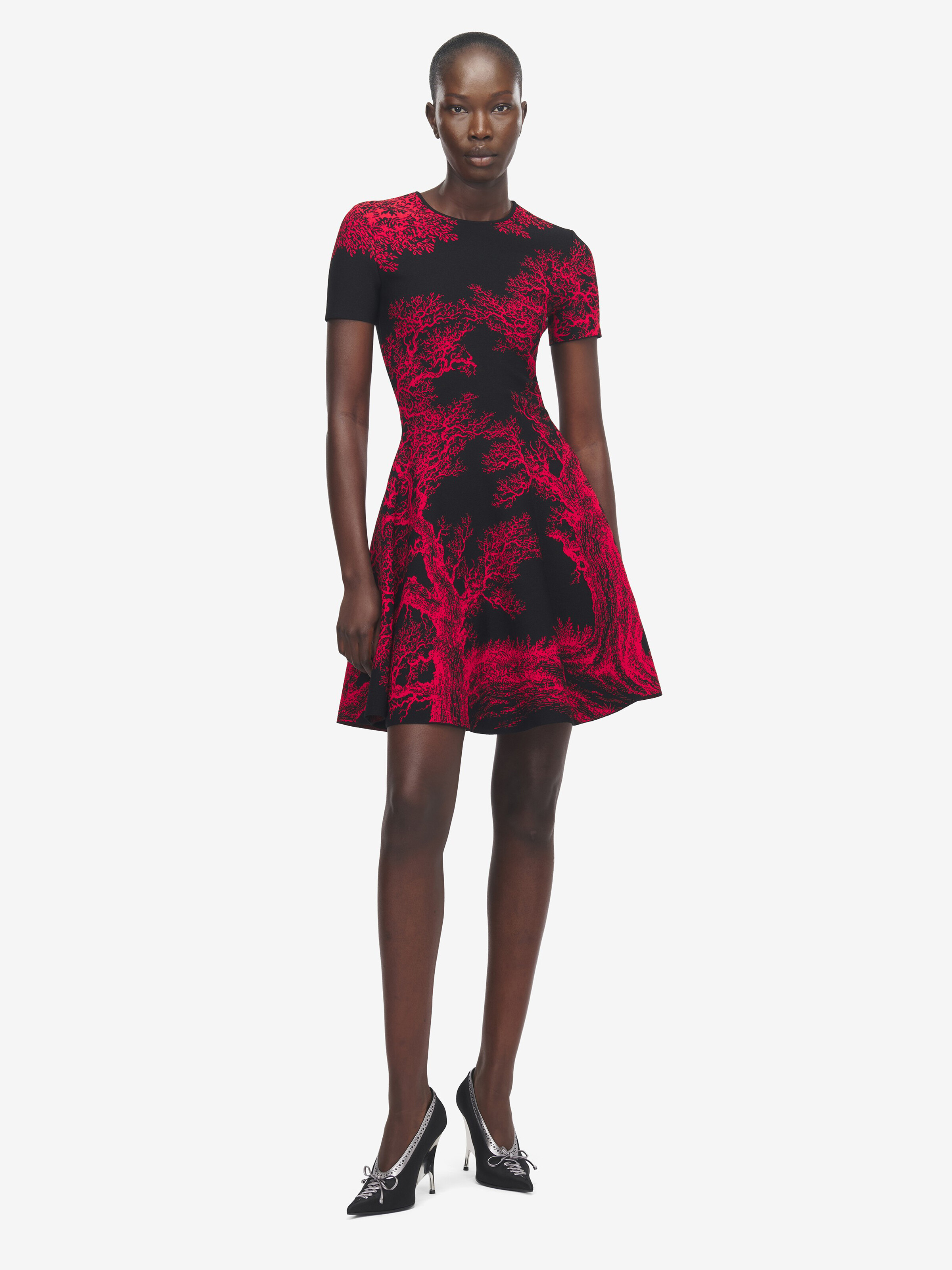 Miniabito ‘Tree Of Life’ in Jacquard  da Donna in Rosso/Nero in 83% Viscosa, 17% Poliestere | Alexander McQueen - image 2