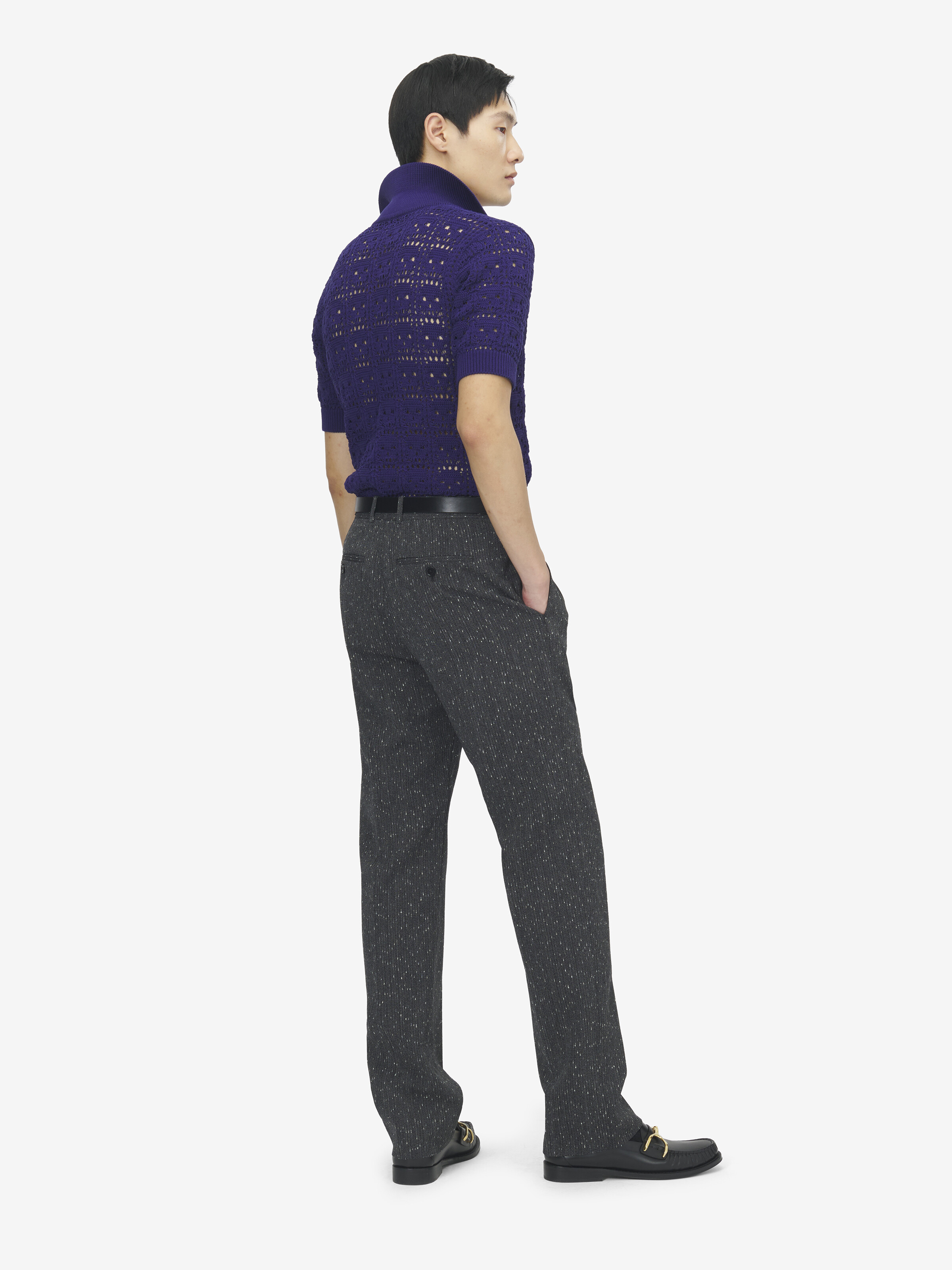 Men's Skull Crochet Polo Shirt in Navy in 100% Cotton | Alexander McQueen - image 4