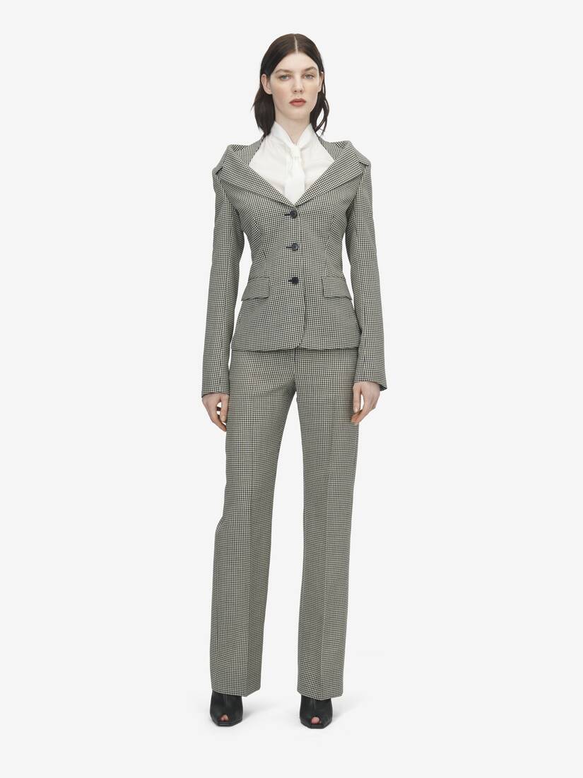 Giacca con harness e spalle scoperte con motivo a quadretti vichy | Alexander McQueen - image 2