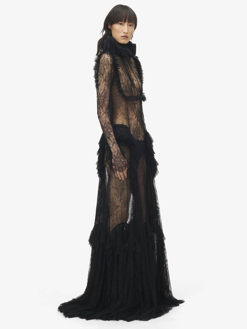 Floral Lace Embroidery Evening Dress