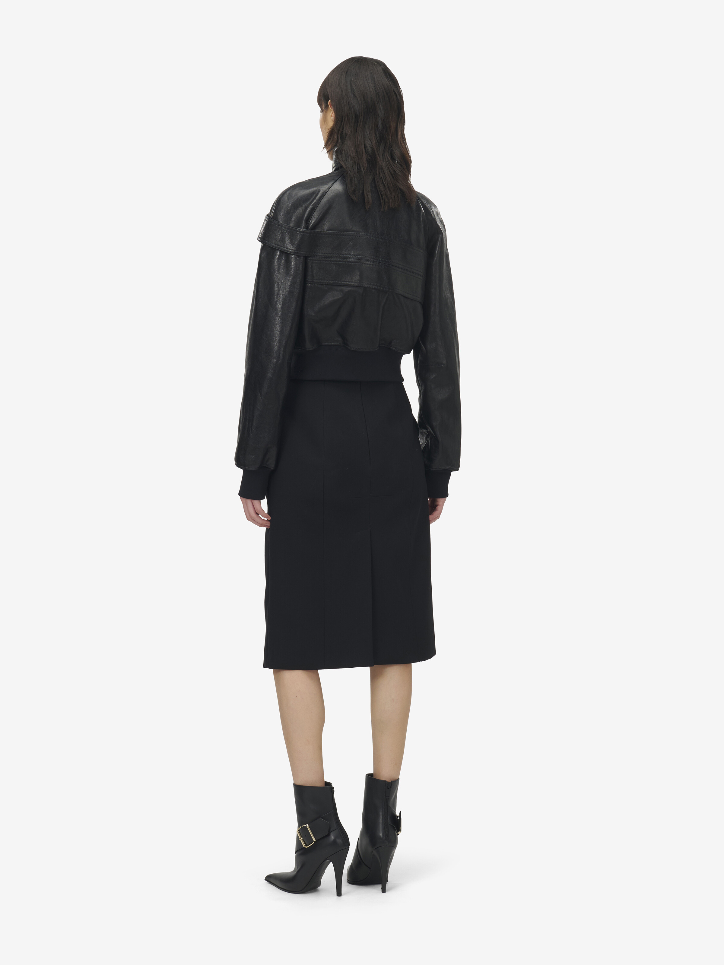 Women's Belt Detail Leather Jacket in Black in 100% Lamb Leather | Alexander McQueen - image 5