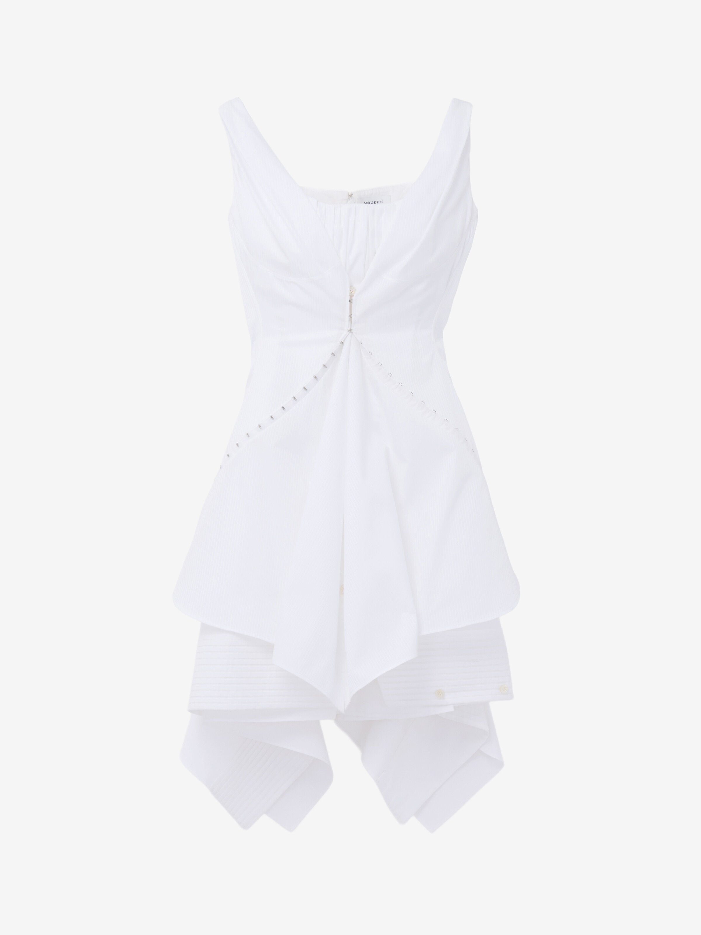Women's Gathered Mini Dress in Optical White in 100% Cotton | Alexander McQueen - image 1
