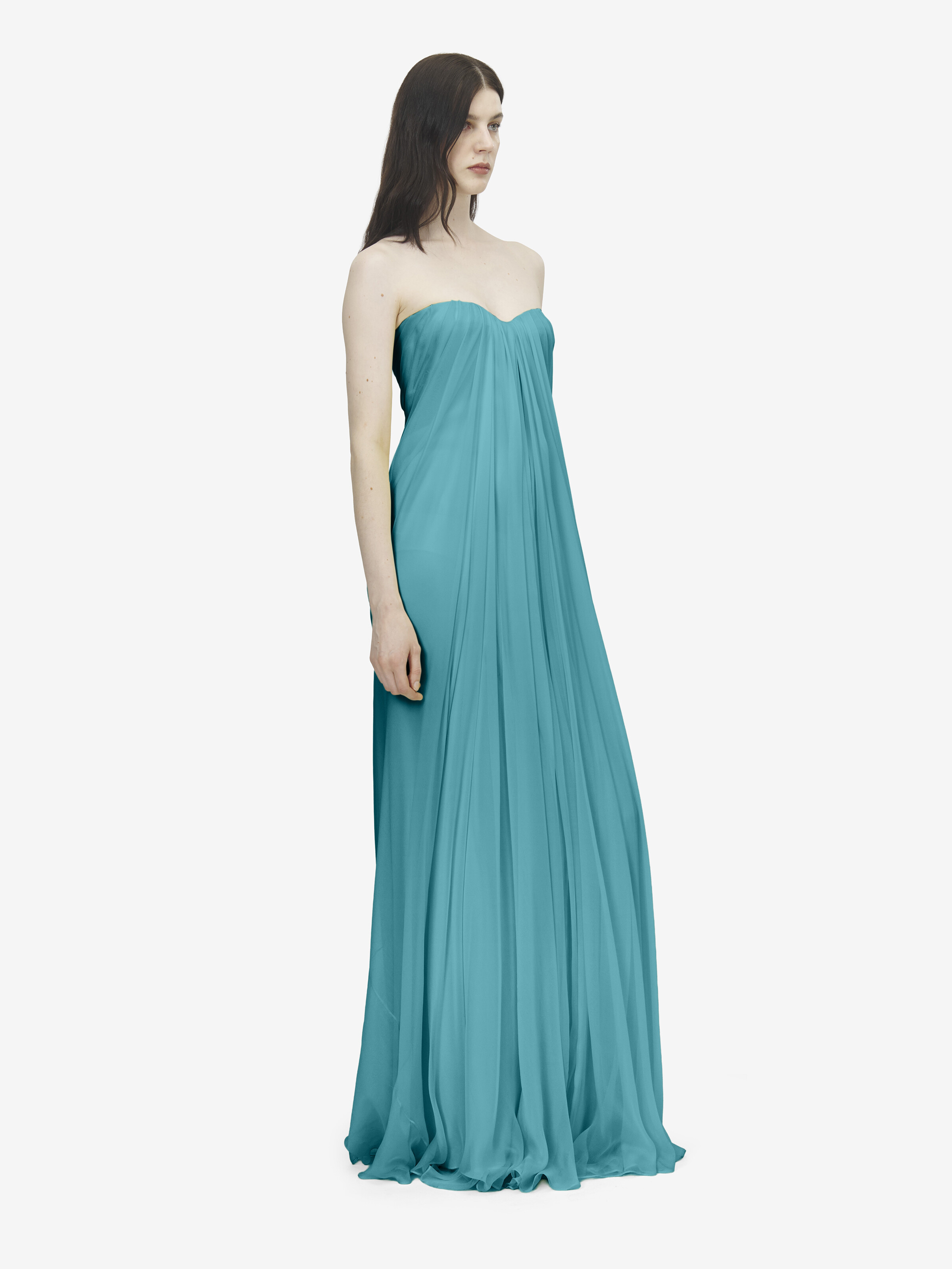 Bustier-Abendkleid für Damen in Blau in Gewebe: 100% Seide, Futter: 73% Acetat, 27% Seide, | Alexander McQueen - image 3