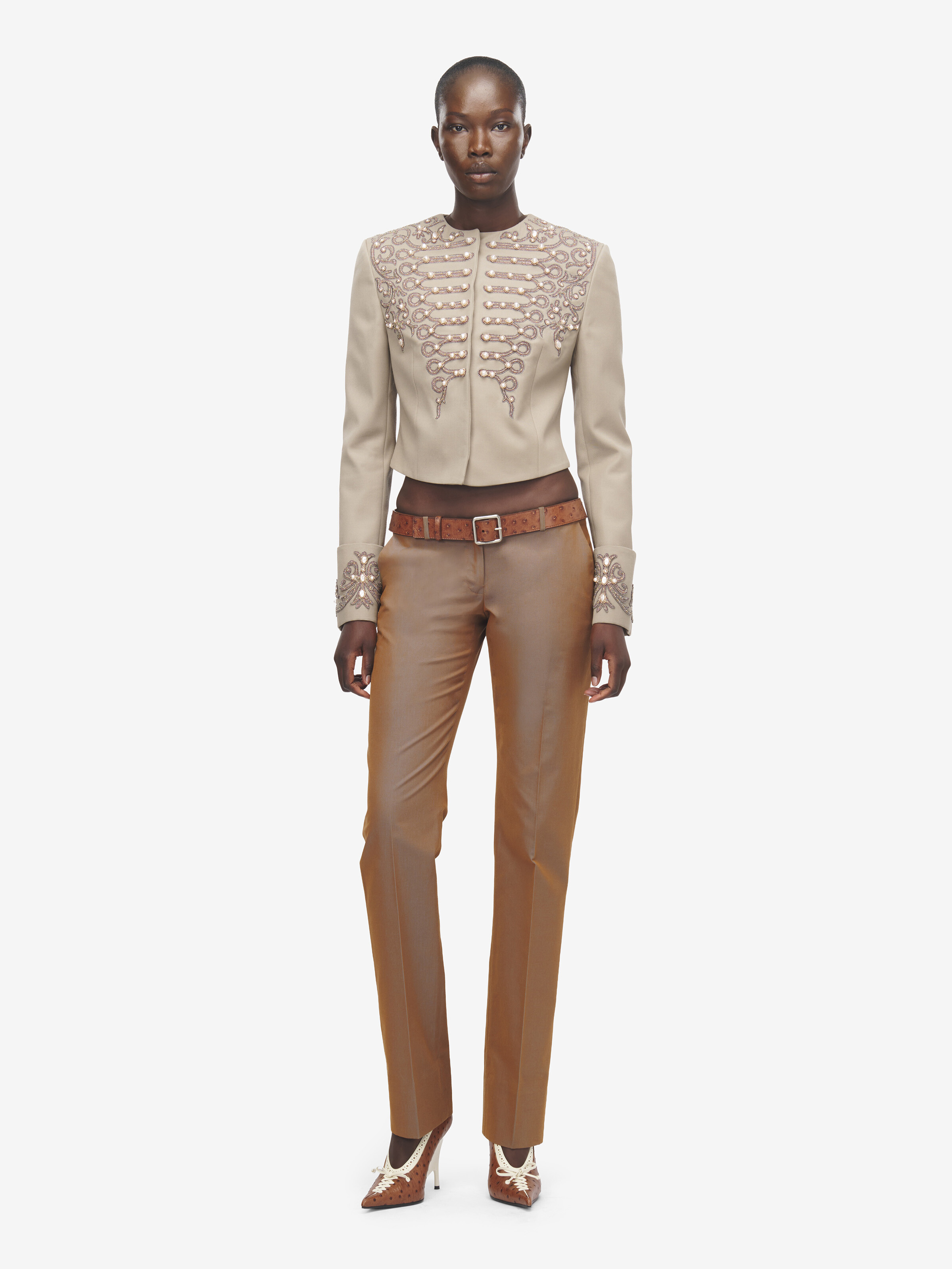 Women's Iridescent Bumster Trousers in Brown in 100% cotton -  pocket lining: 100% cotton | Alexander McQueen - image 4