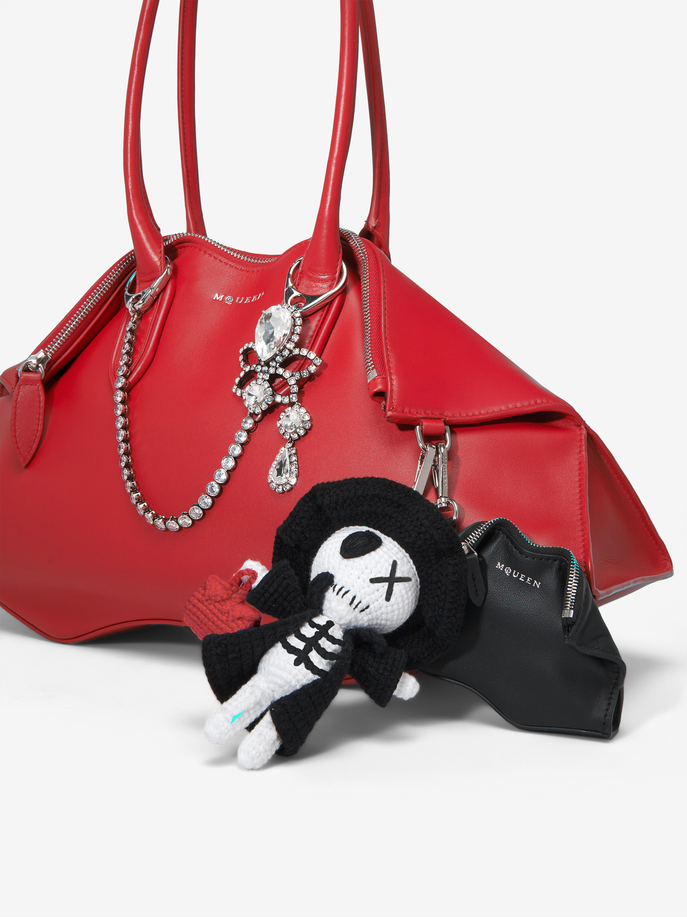 Women's The Doll Artie in Black/White/Silver in 50% Acrylic, 20% Cotton | Alexander McQueen - image 3