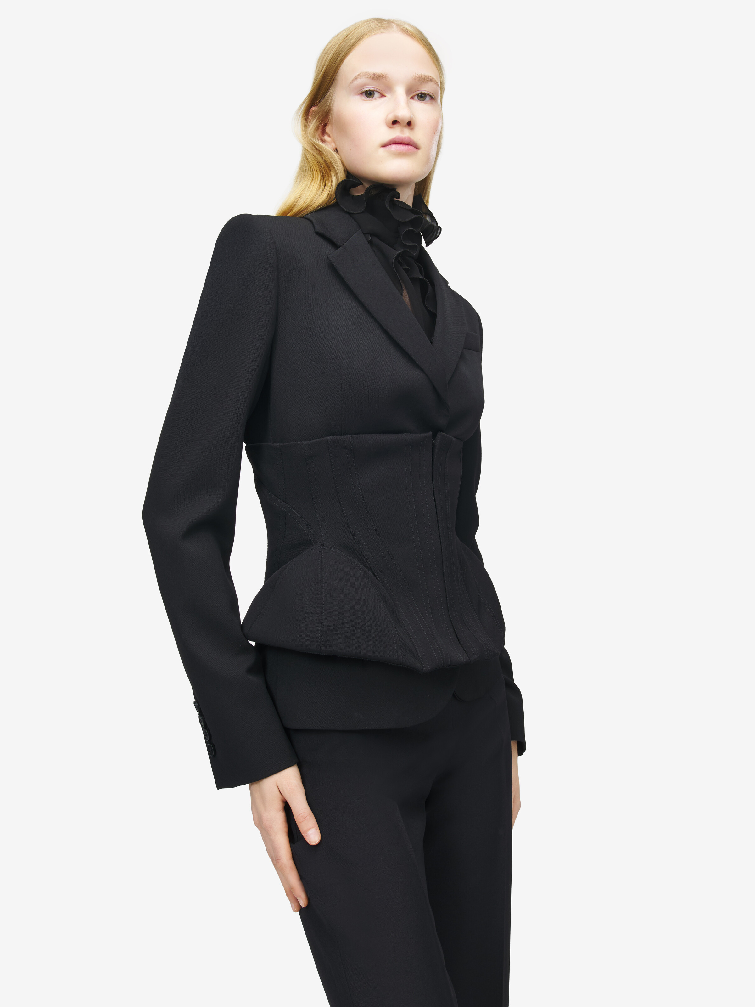 Giacca corsetto da Donna in Nero in 100% Lana | Alexander McQueen - image 1