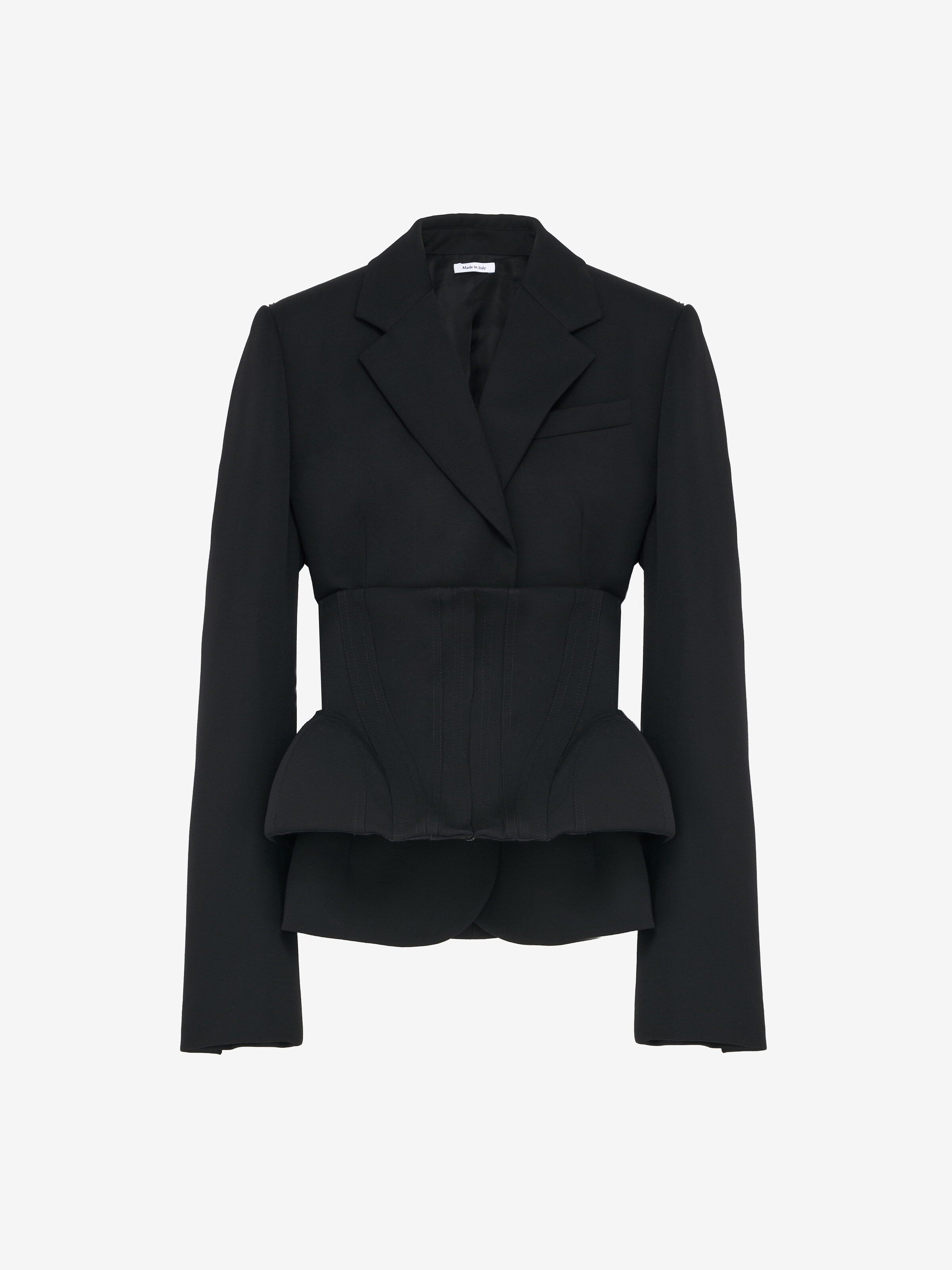 Women's Corset Jacket in Black in 100% Wool | Alexander McQueen - image 1