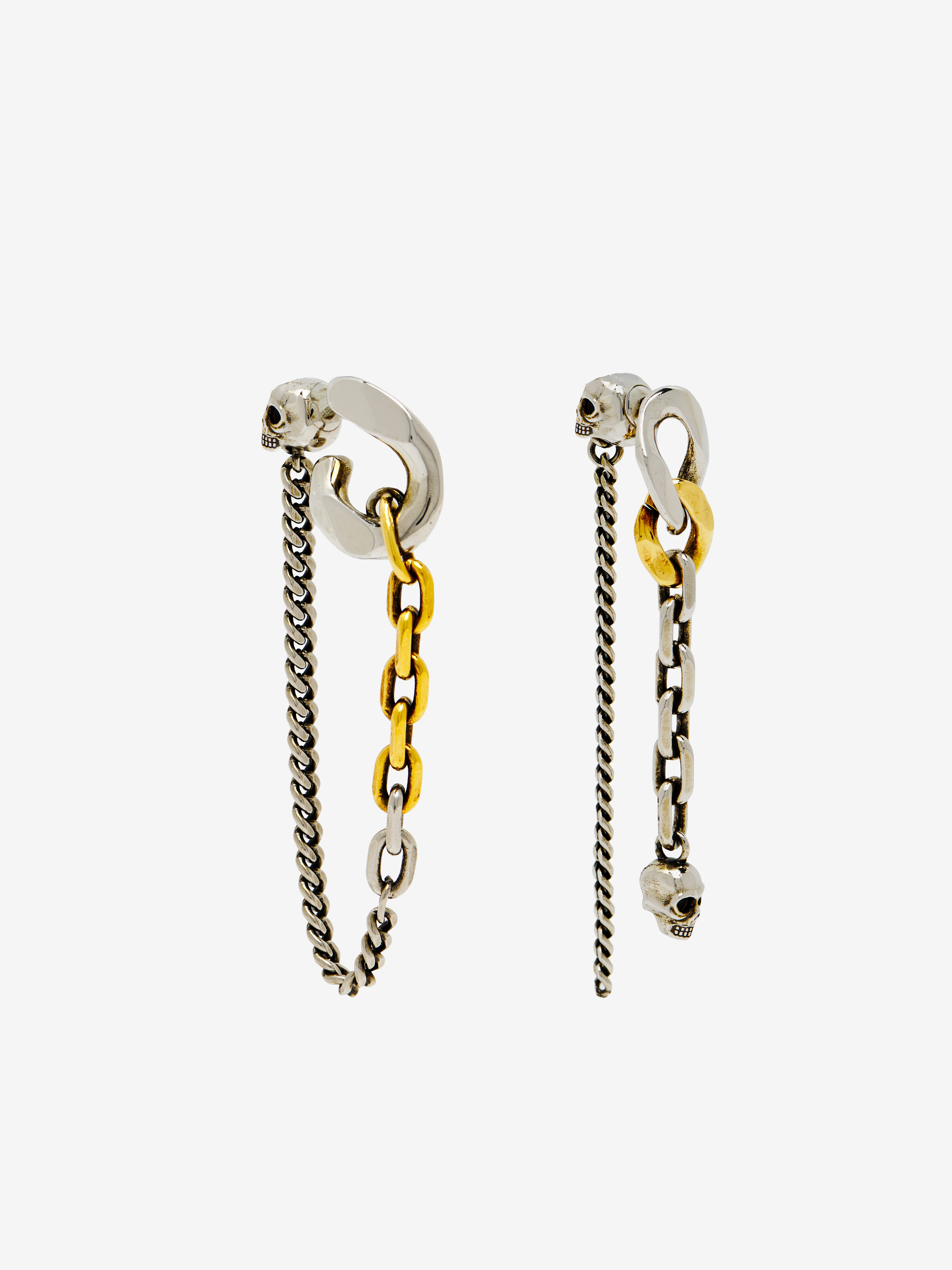 Women's Dual Chain Earrings in Silver-finish/Gold-finish in Brass | Alexander McQueen - image 4
