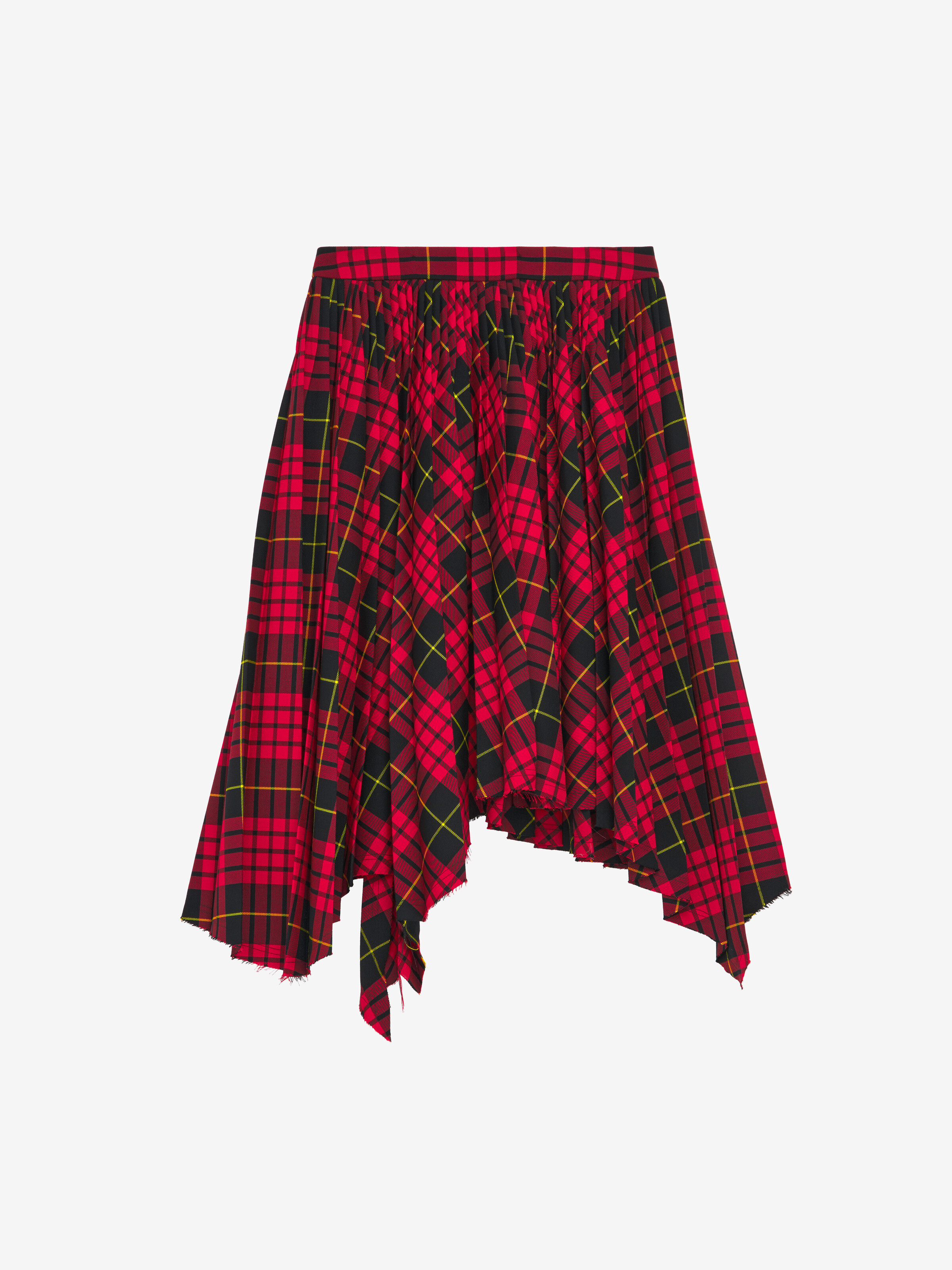 Women's MacQueen' Tartan Asymmetric Skirt in Red/Black/Yellow in 55% Polyester, 45% Wool | Alexander McQueen - image 2