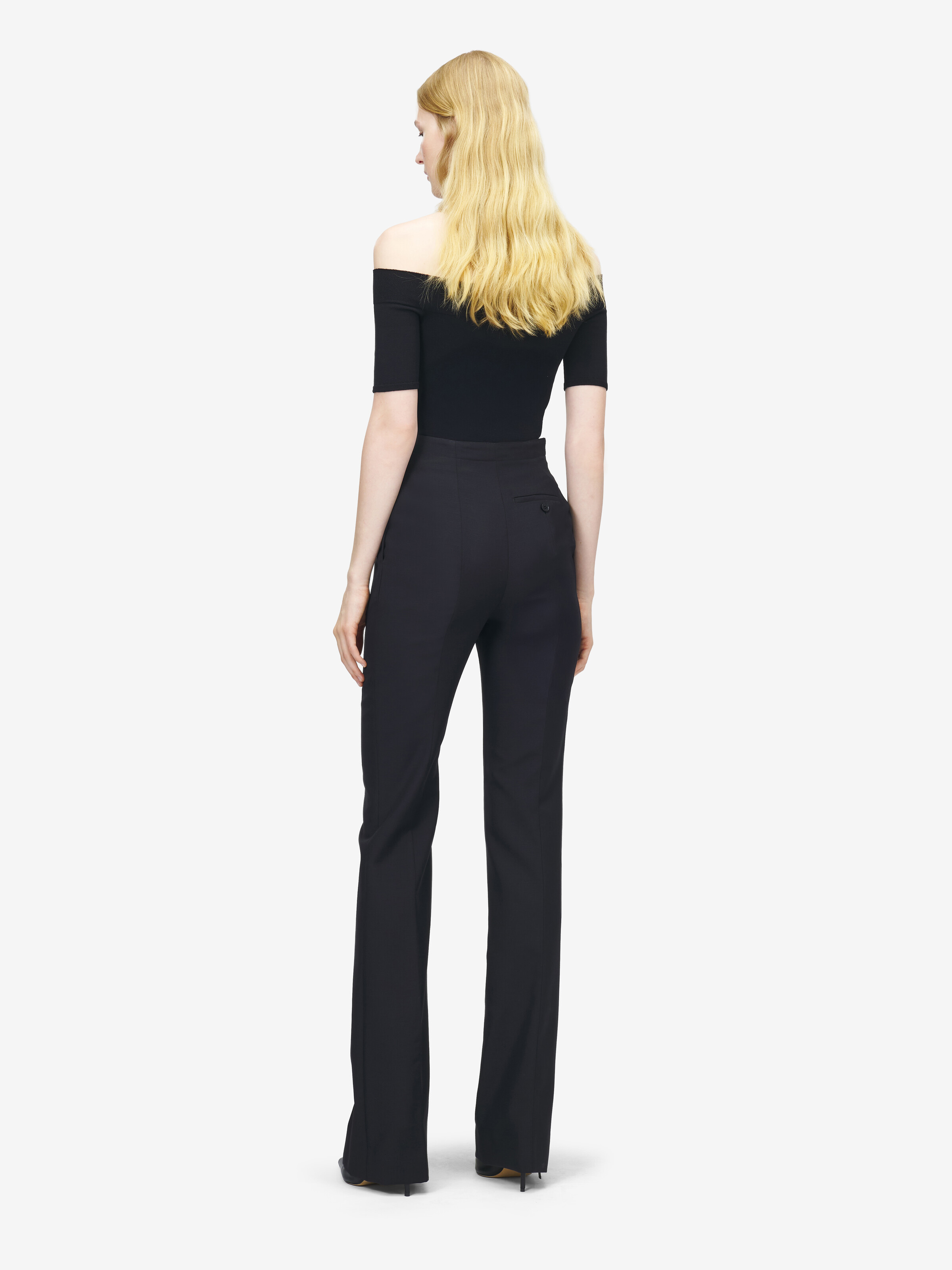Women's Fold Over Waist Trousers in Black in 100% Wool | Alexander McQueen - image 3