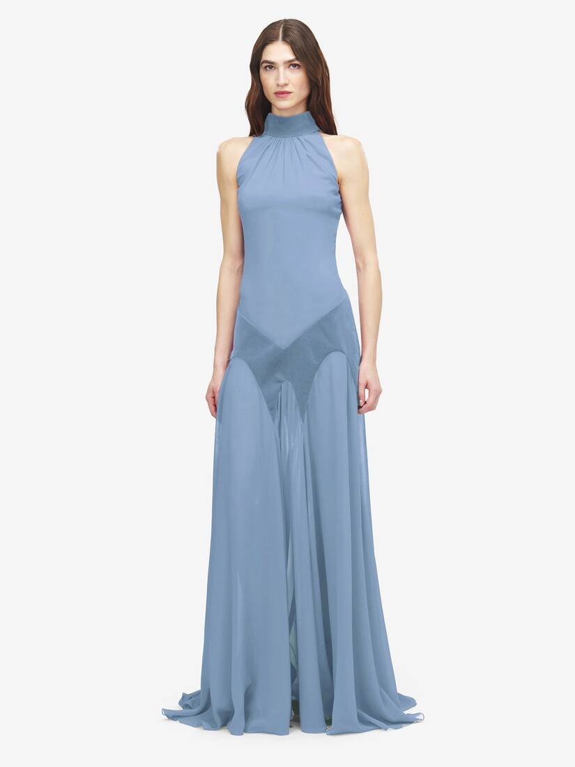 Silk Georgette Halter Evening Dress | Alexander McQueen - image 2