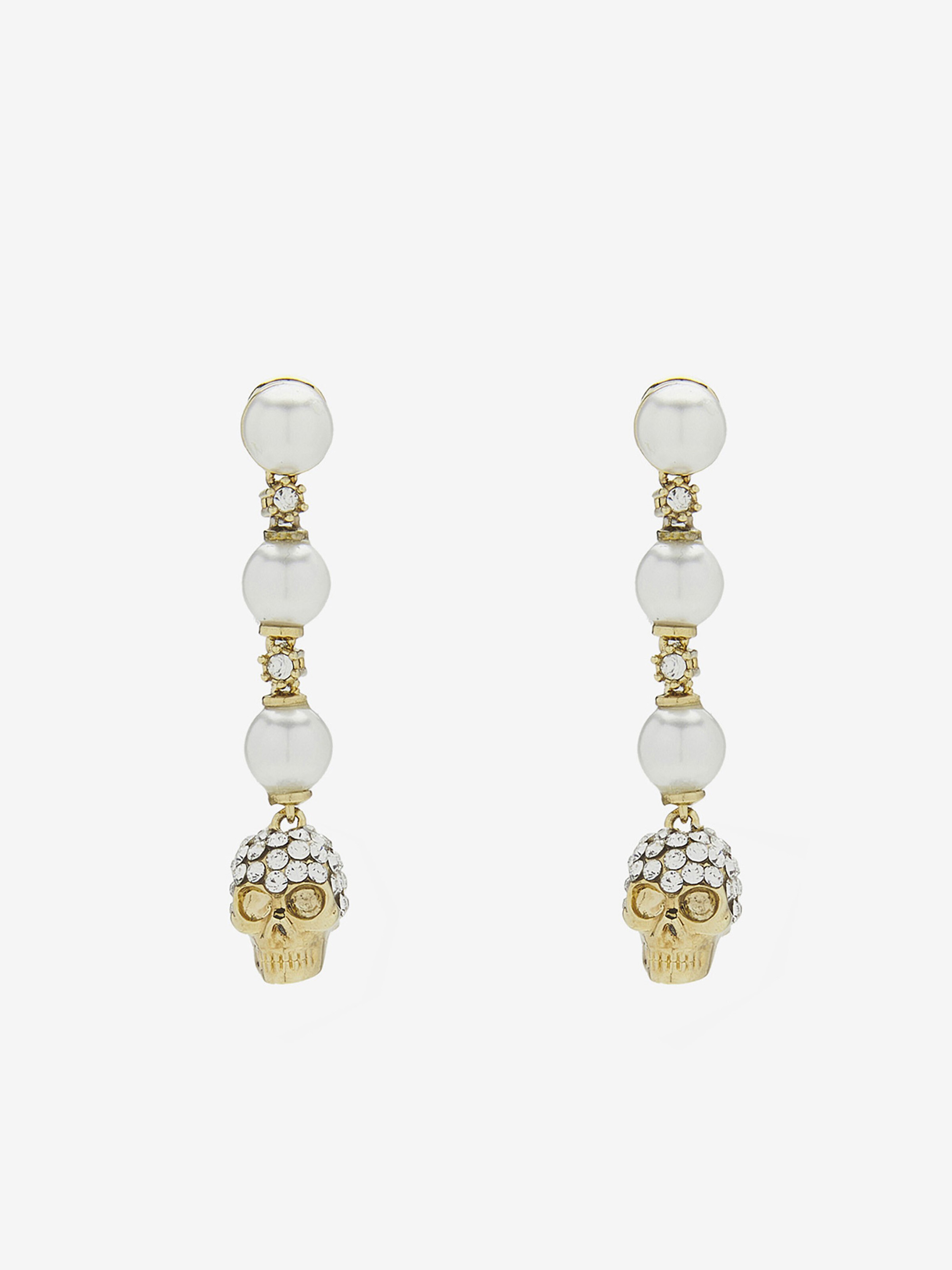 Boucles d'oreilles Skull et perle pour Femme en doré pâle in Laiton | Alexander McQueen - image 1