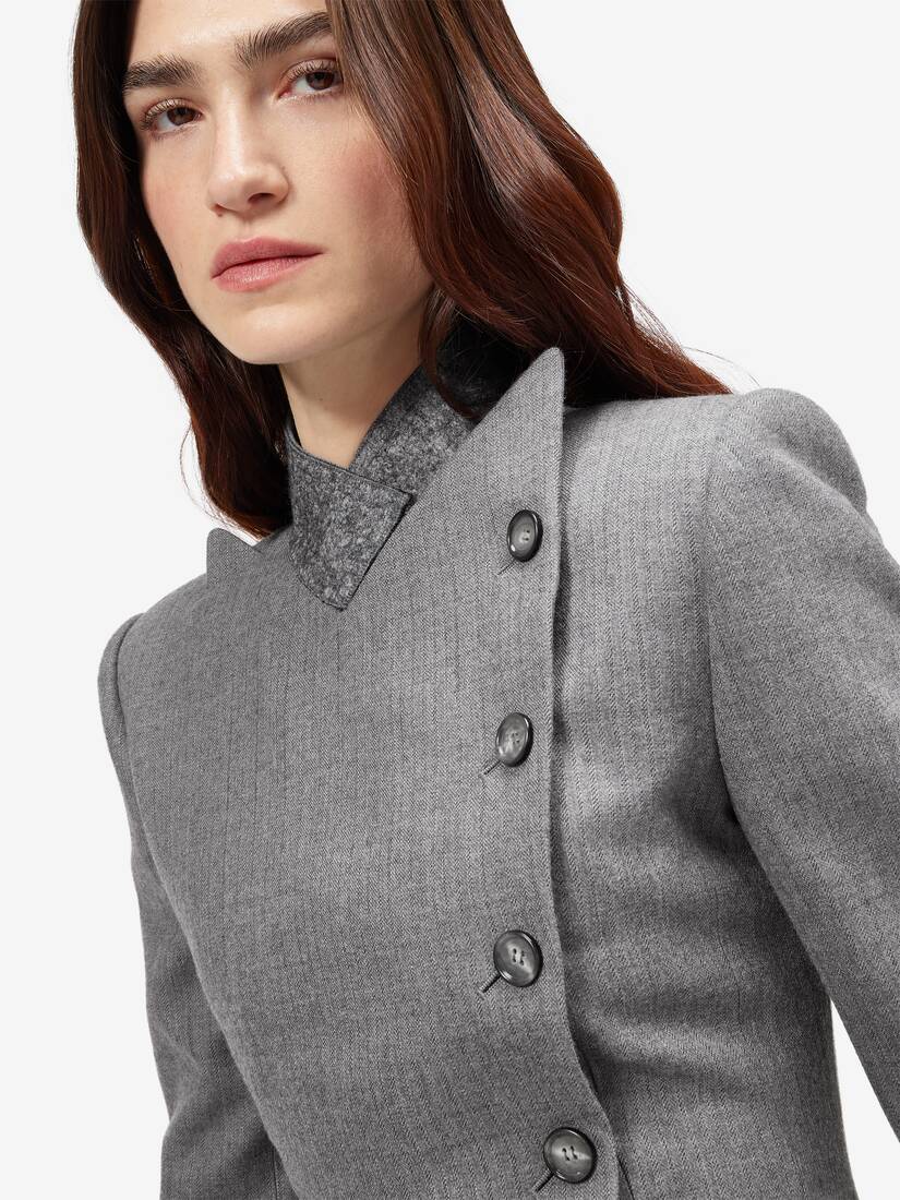 Wool Pinstripe Cross Lapel Jacket | Alexander McQueen - image 5