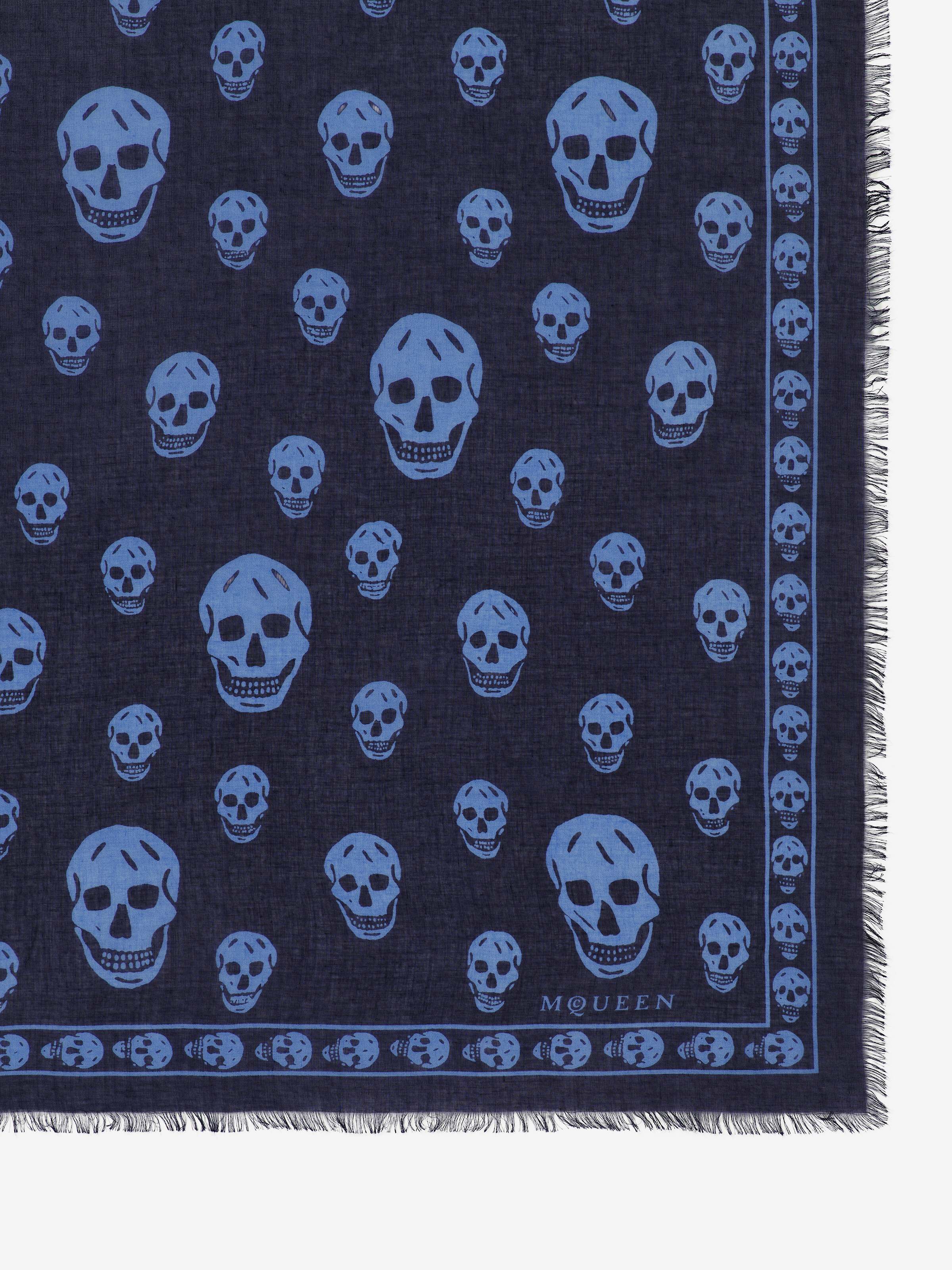 Men's Classic Skull Scarf in Indigo in Fabric: 85% Modal, 15% Silk | Alexander McQueen - image 2