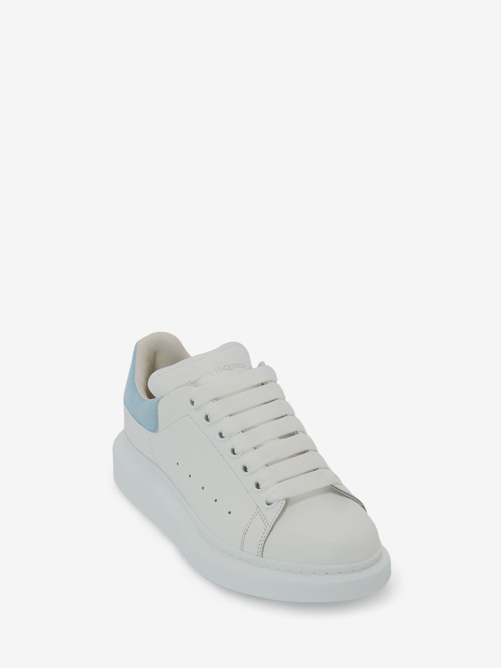 Women's Oversized Sneaker in White/Blue in Calf Leather | Alexander McQueen - image 2