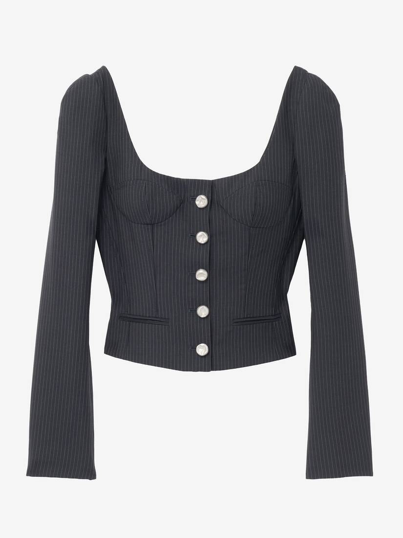 Pinstriped Fitted Jacket | Alexander McQueen - image 1