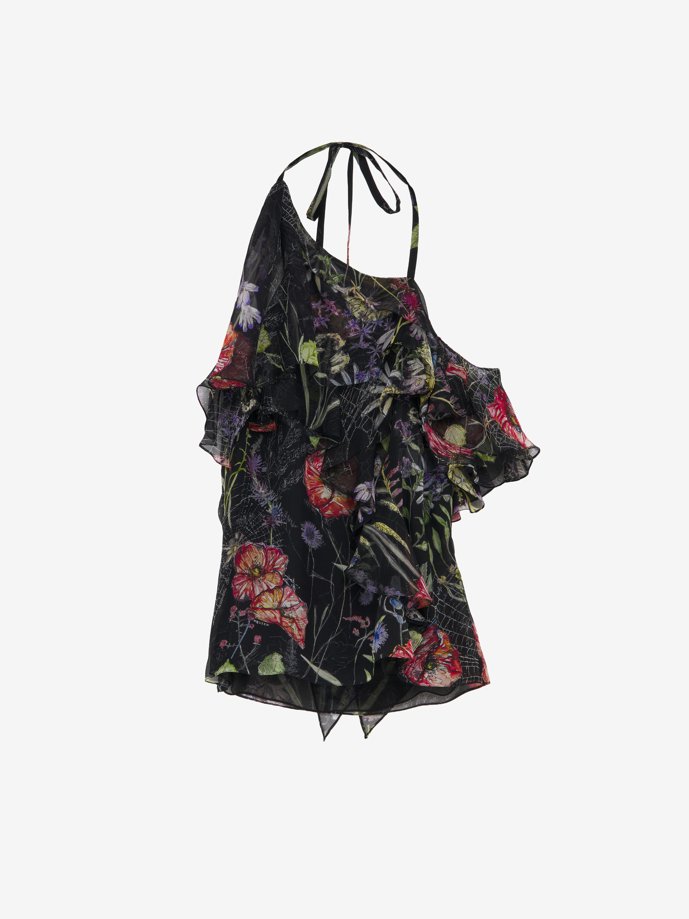 Women's Meadow Floral Print in Black in 100% Silk | Alexander McQueen - image 1