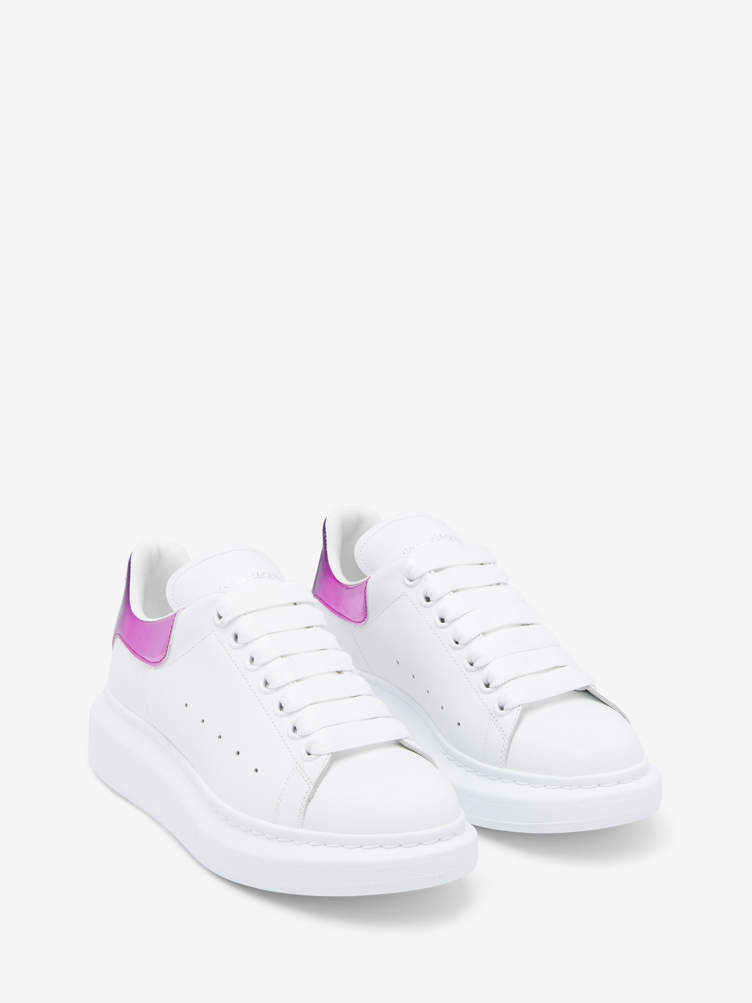 Women's Oversized Sneaker in White/Pink in Calf Leather | Alexander McQueen - image 3