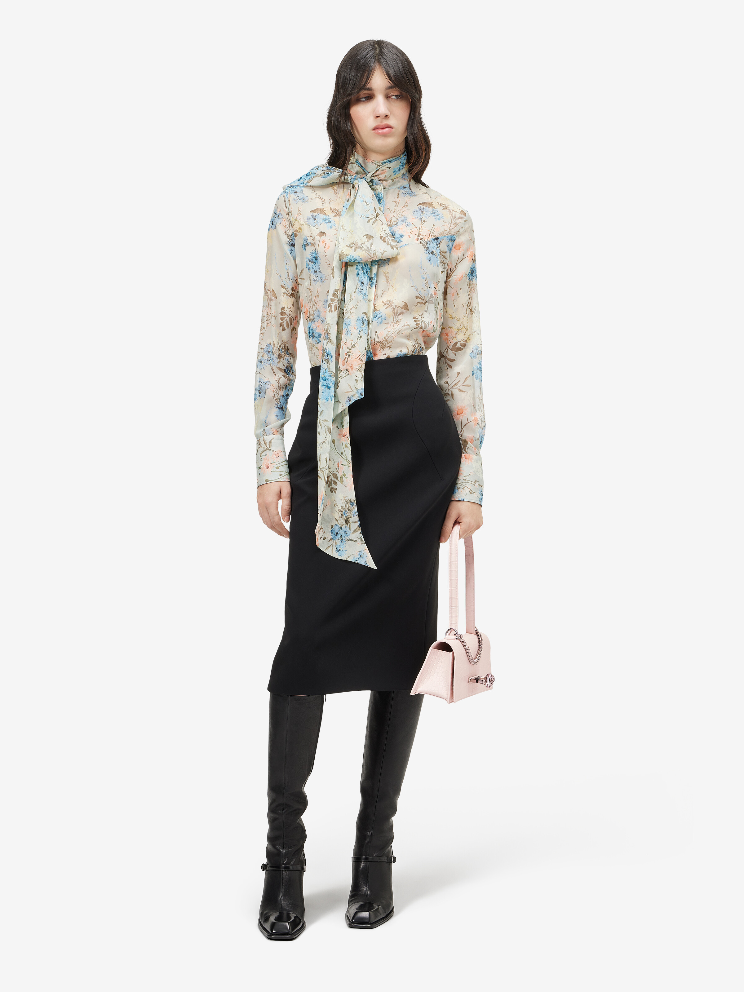 Women's Pencil Skirt in Black in 78% acetate,  22% polyester -  lining: 74% acetate,  26% silk -  filling: 100% polyester | Alexander McQueen - image 2