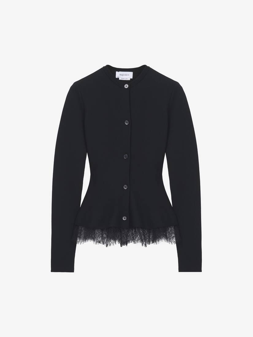 Lace Trim Peplum Cardigan | Alexander McQueen - image 1
