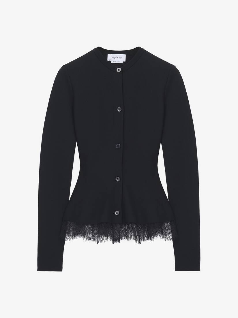 Lace Trim Peplum Cardigan | Alexander McQueen - image 1