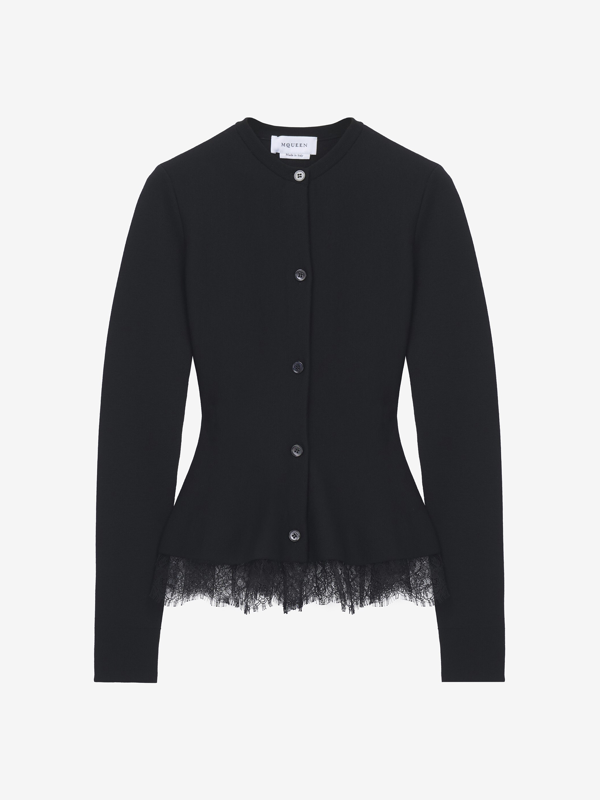 Cardigan à basque et bordure en dentelle
