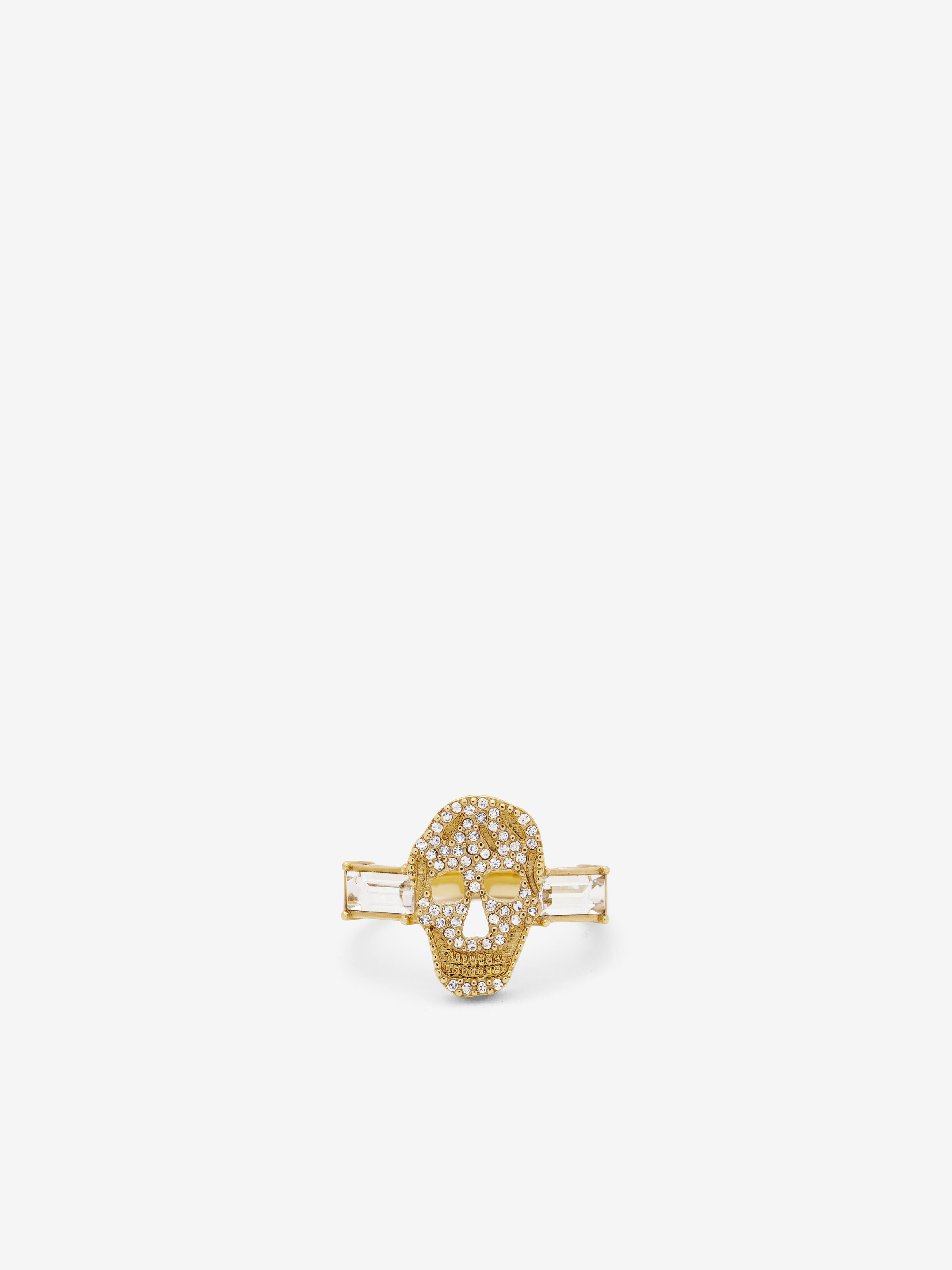 Women's Pavé Skull Ring in Pale Gold-finish in Brass | Alexander McQueen - image 1