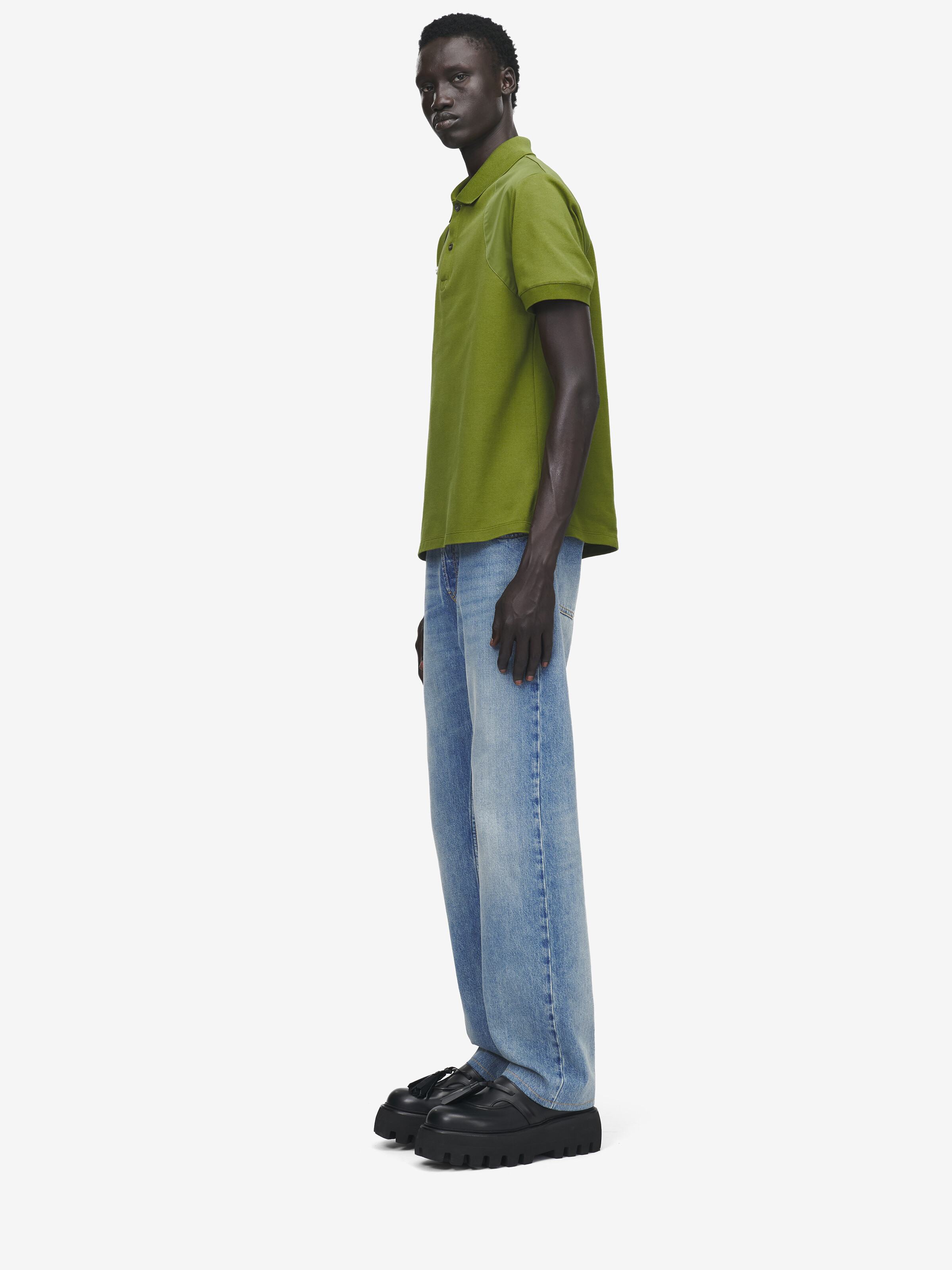 Polo à harnais pour Homme en Vert in 100% Coton | Alexander McQueen - image 3