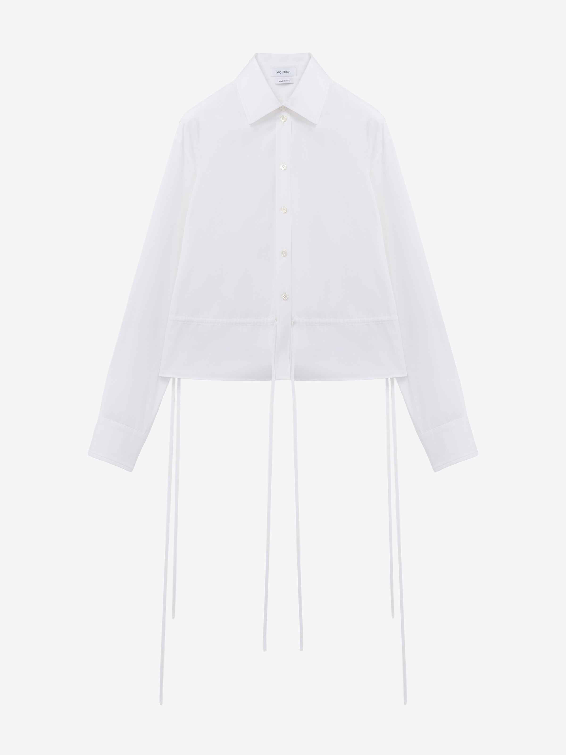 Women's Drawstring Shirt in Optical White in 100% Cotton | Alexander McQueen - image 1