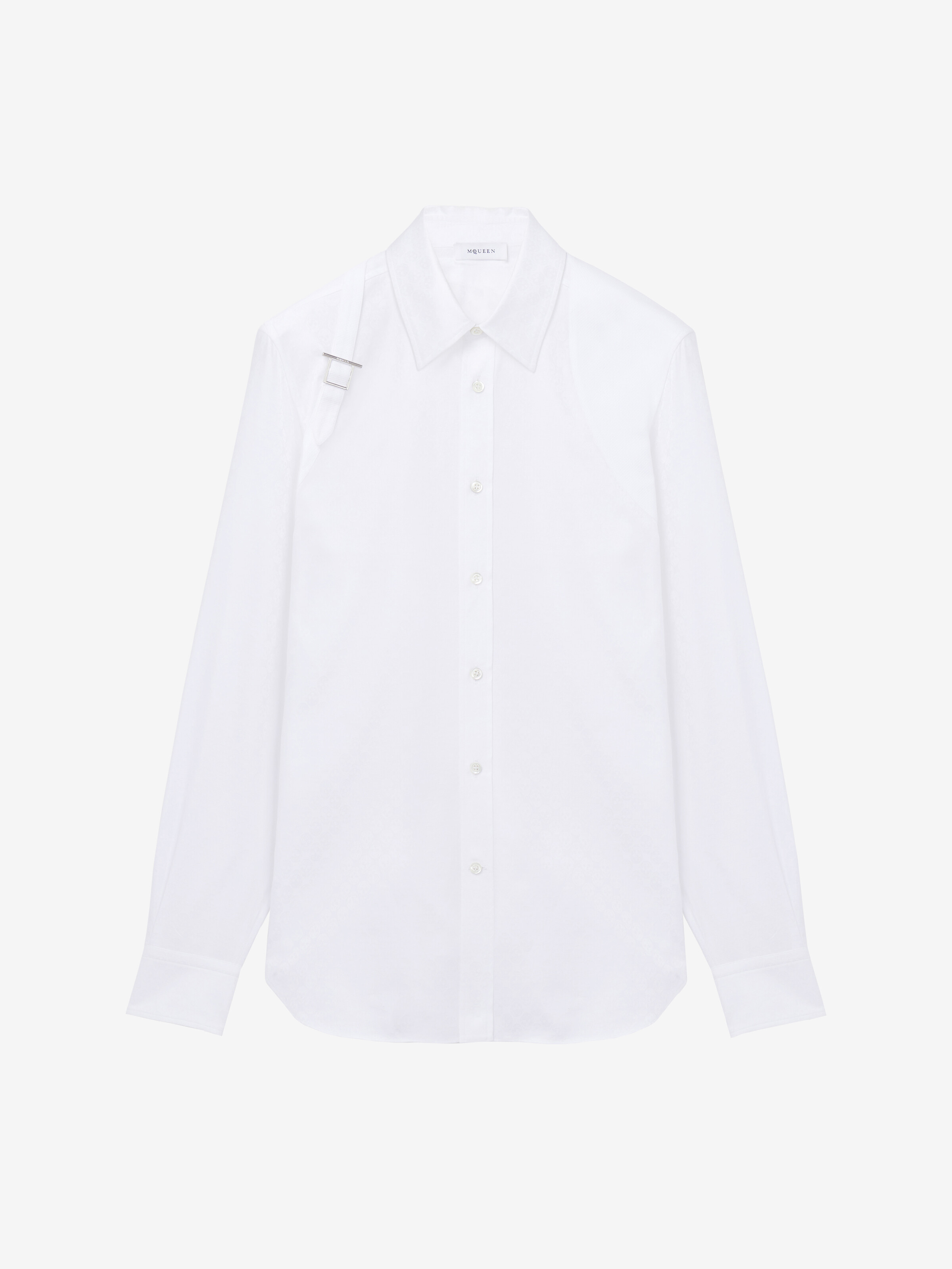 Men's 스컬 자카드 하네스 셔츠 in 옵티컬 화이트 in 직물: 100% 면, 디테일: 100% 면, | Alexander McQueen - image 1
