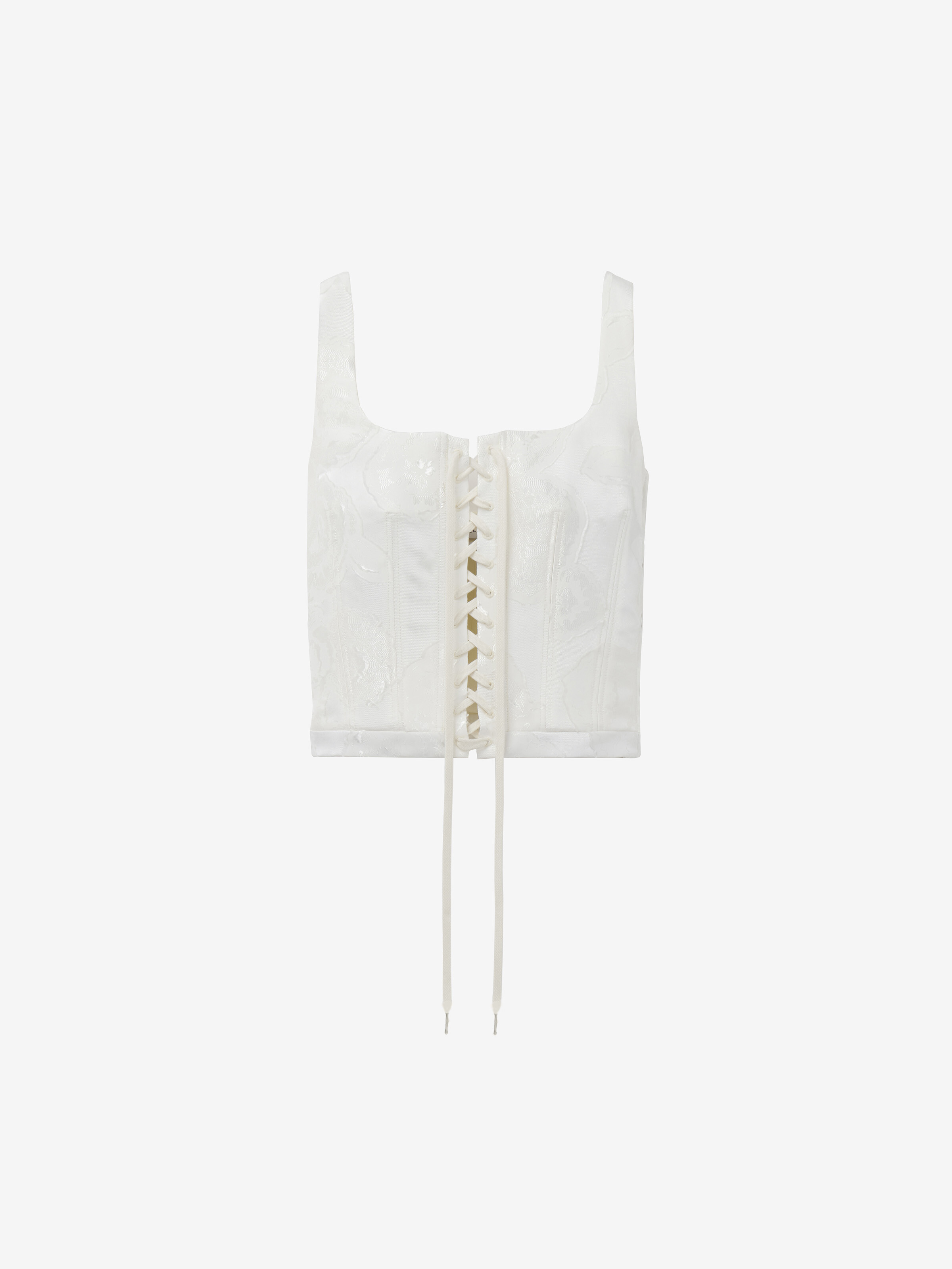 Women's Fil Coupé Floral Corset Top in Ivory in 100% Viscose | Alexander McQueen - image 1