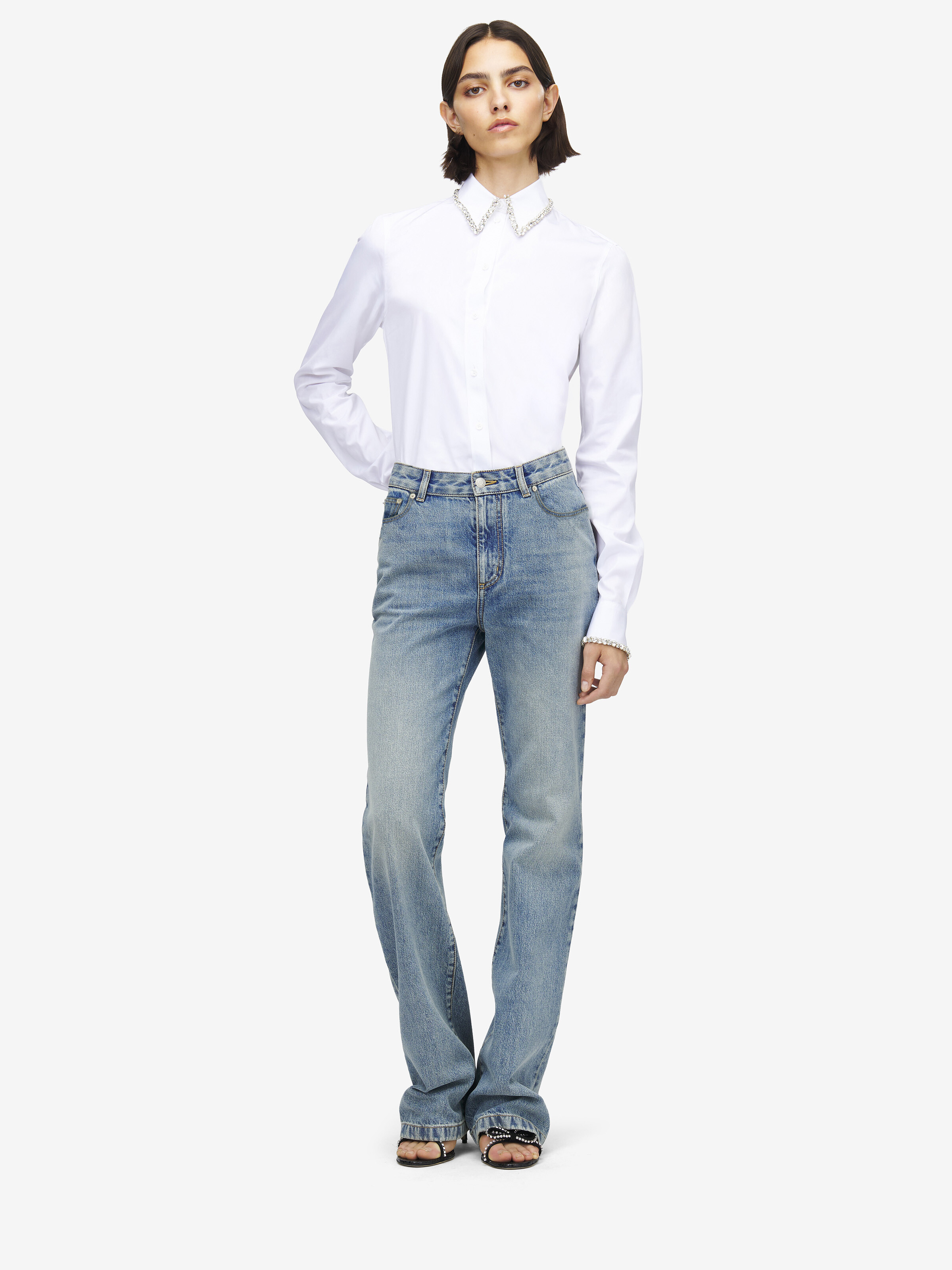 Jeans a gamba dritta da Donna in Washed Blue in 100% Cotone | Alexander McQueen - image 1