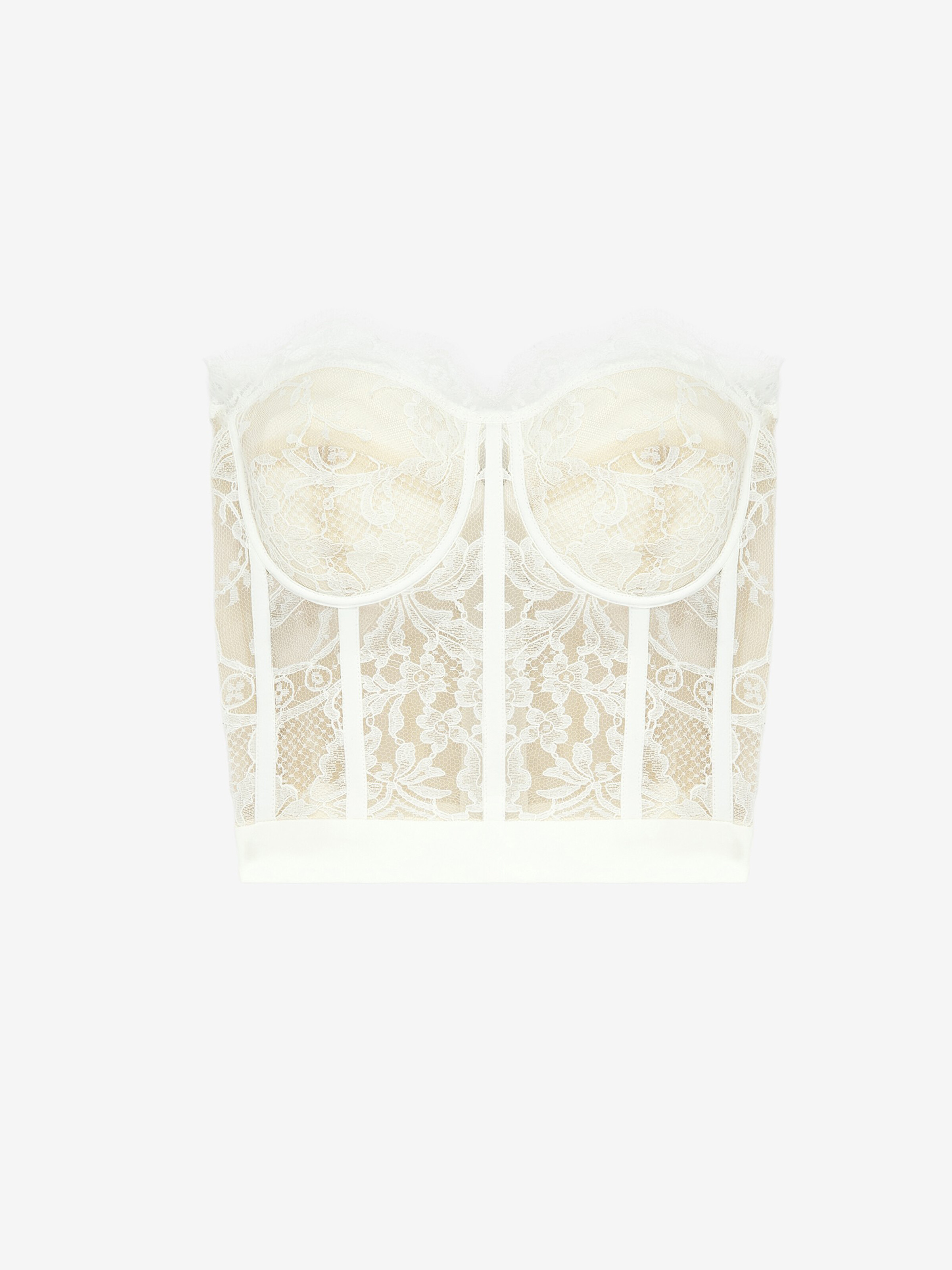 Women's Lace Corset in White in 74% Acetate, 26% Silk | Alexander McQueen - image 1