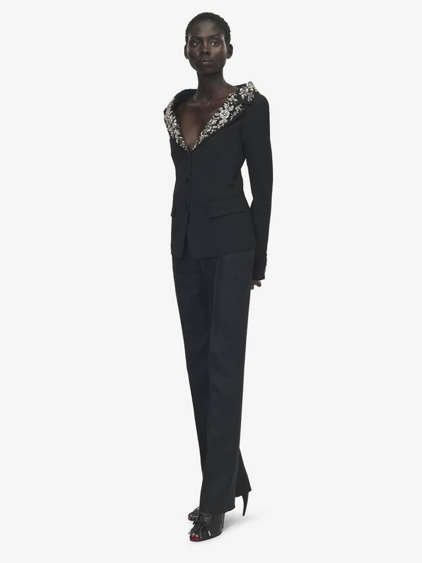 Besticktes, schulterfreies Jackett mit Gurtbanddetails. | Alexander McQueen - image 3