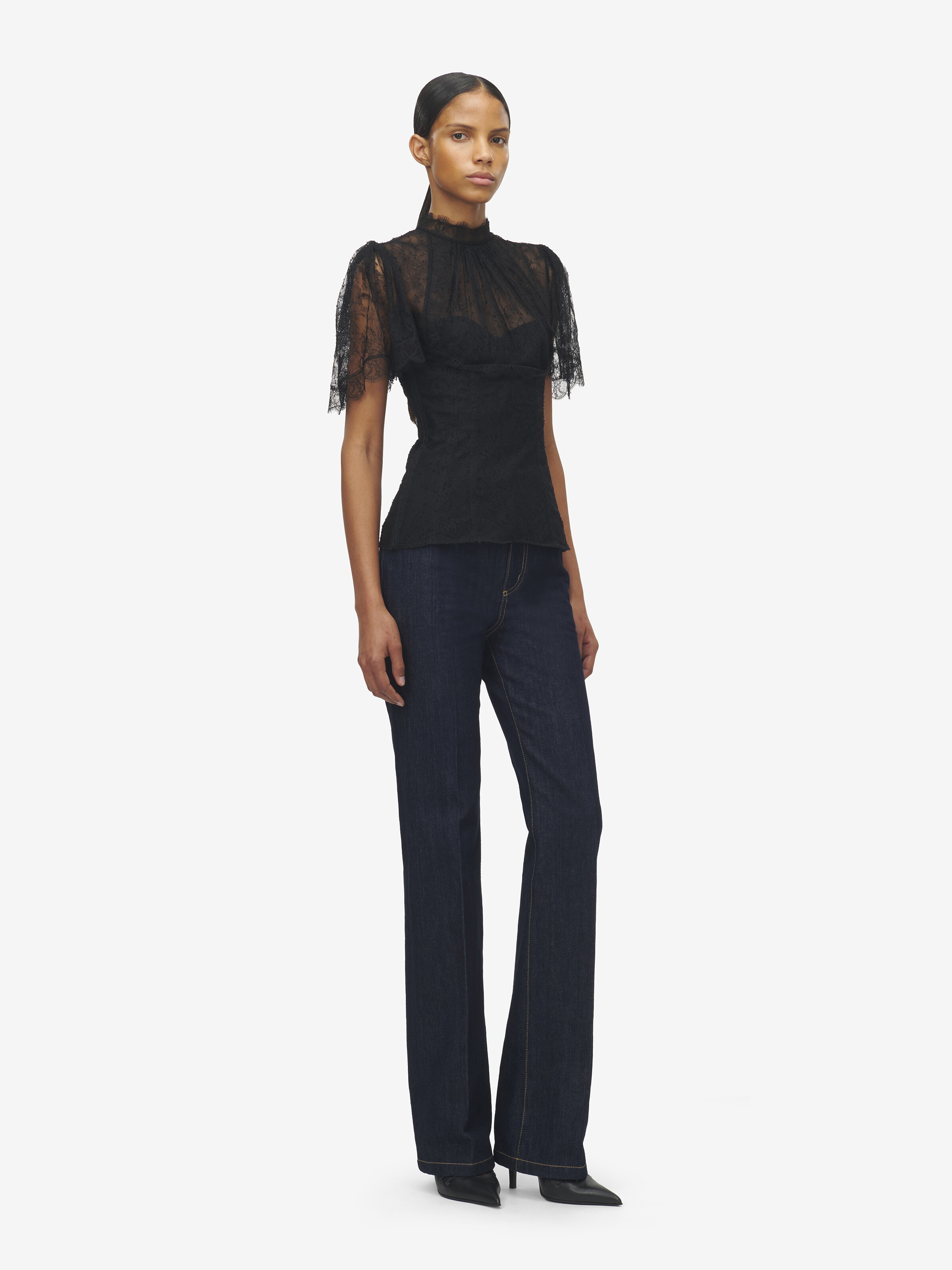 Women's Straight Leg Jeans in Dark Blue Wash in 100% Cotton | Alexander McQueen - image 3