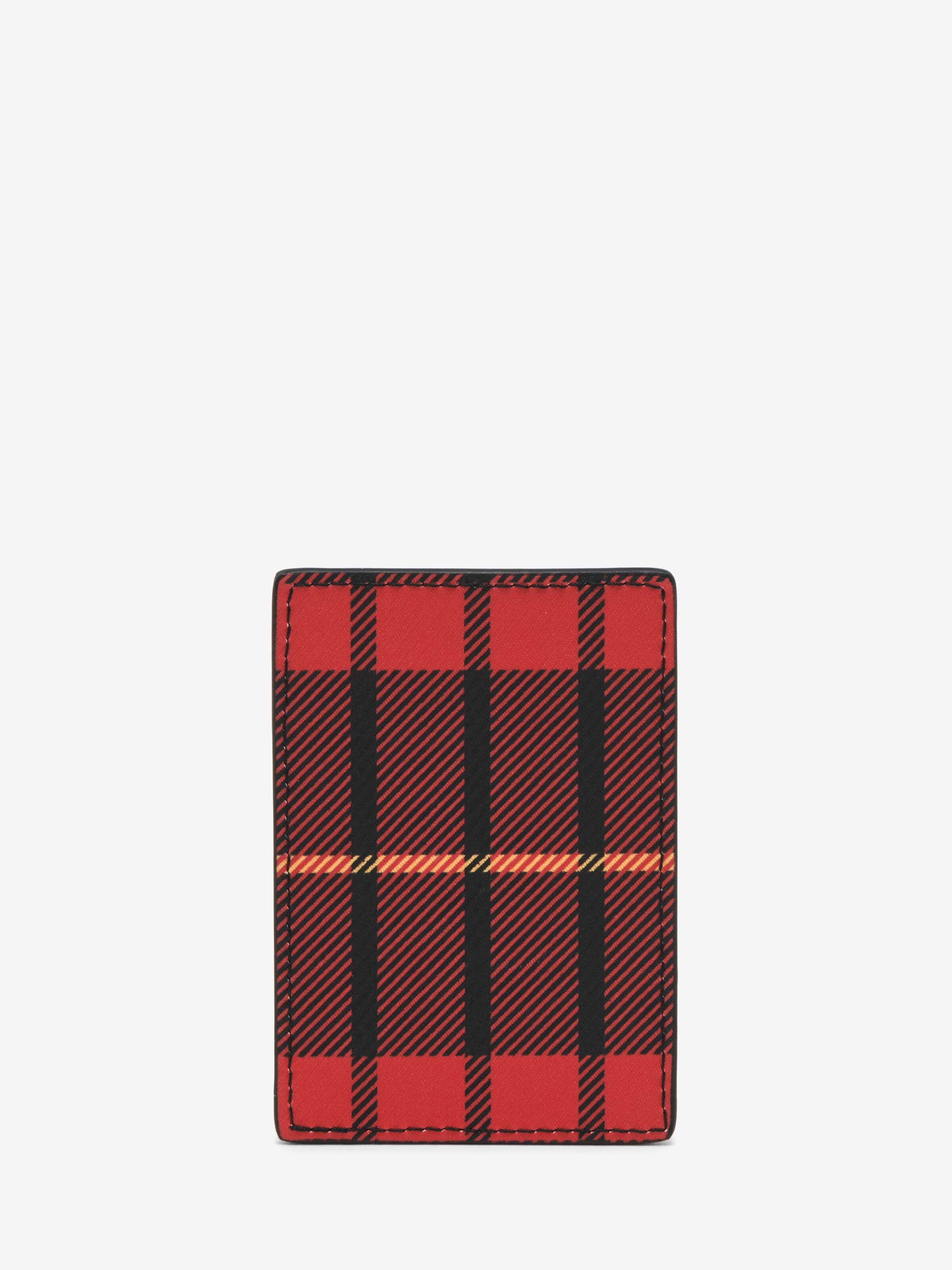 Men's Tartan Magnetic Card Holder in Red/Black/Yellow in 60% Polyurethane, 40% Polyamid | Alexander McQueen - image 3