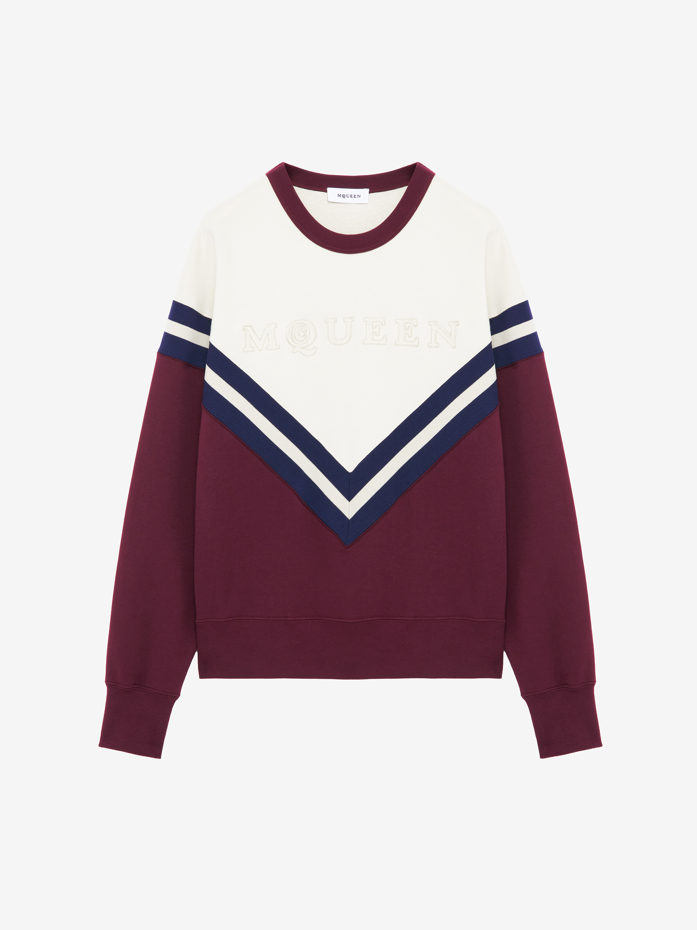 Men's McQueen Logo Sweatshirt in Ivory/Navy/Burgundy in 100% Cotton | Alexander McQueen - image 2