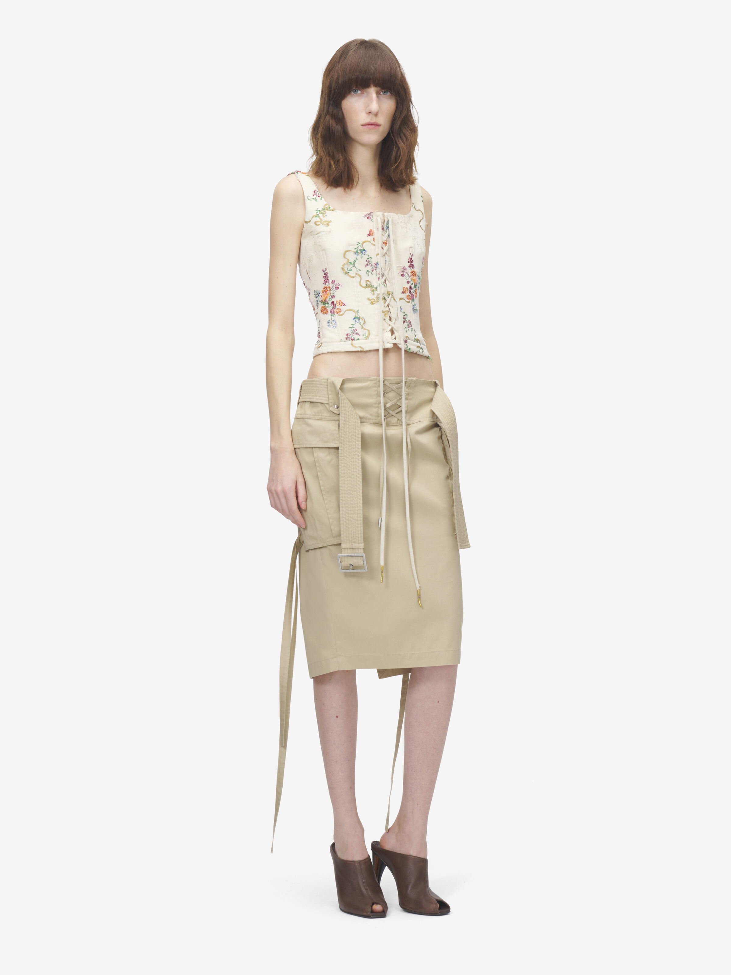 Women's Midi Cargo Skirt in Beige in 100% Cotton | Alexander McQueen - image 2