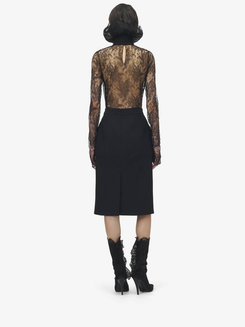 Wool Gabardine Pencil Skirt