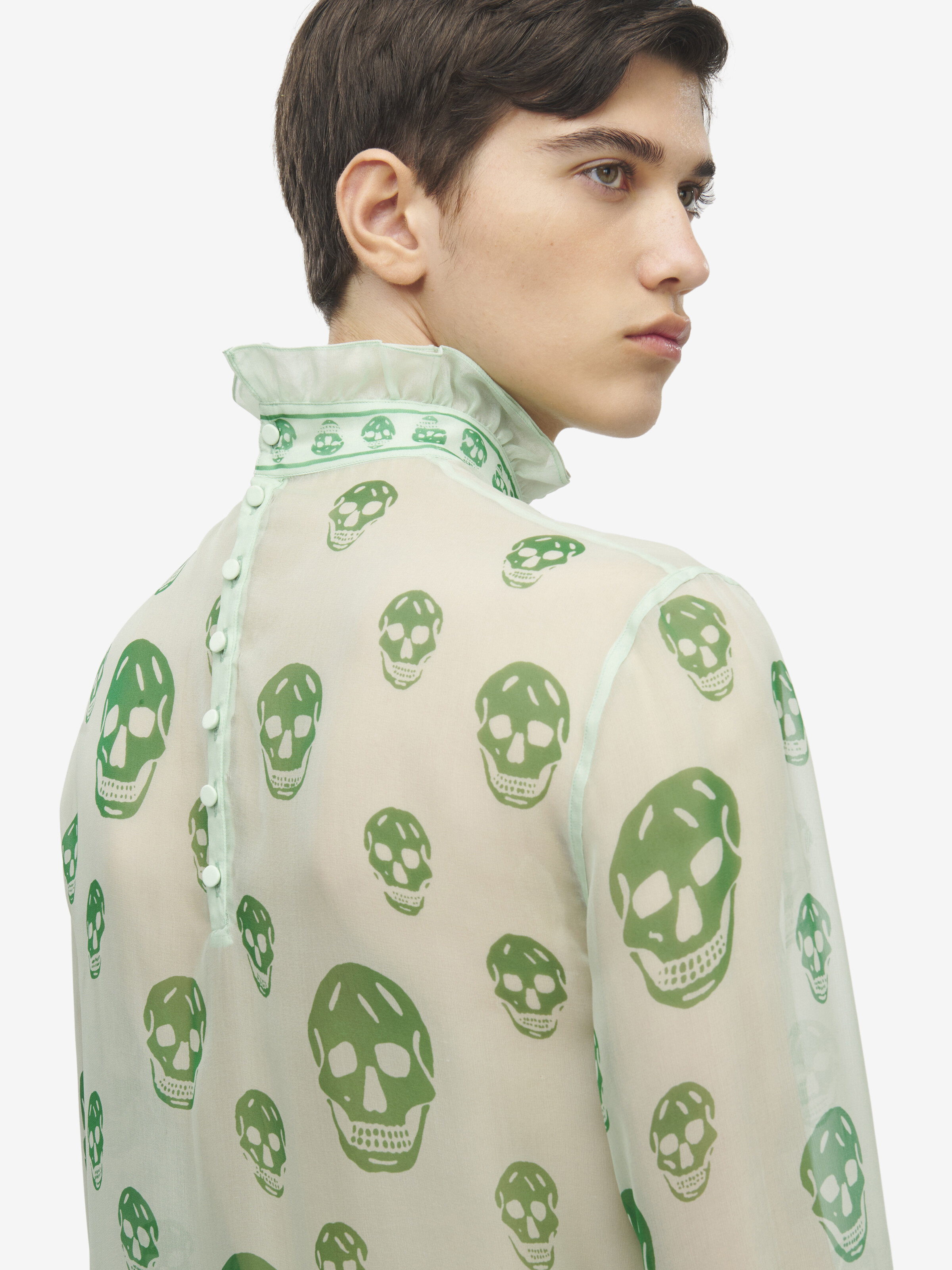 Top con stampa Skull in chiffon di seta