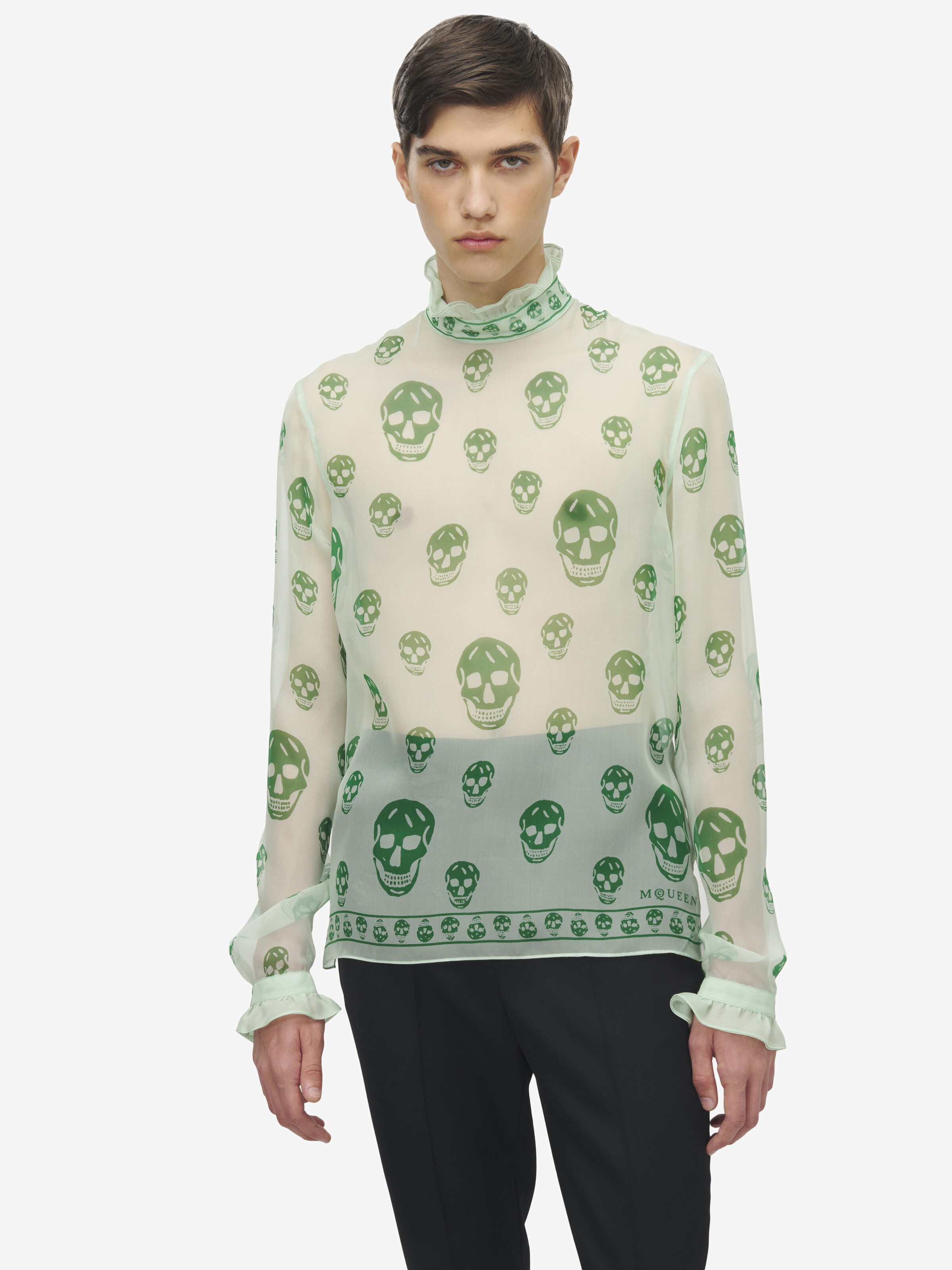 桑蚕丝雪纺Skull印花上衣 in 100% 丝 | Alexander McQueen - image 6