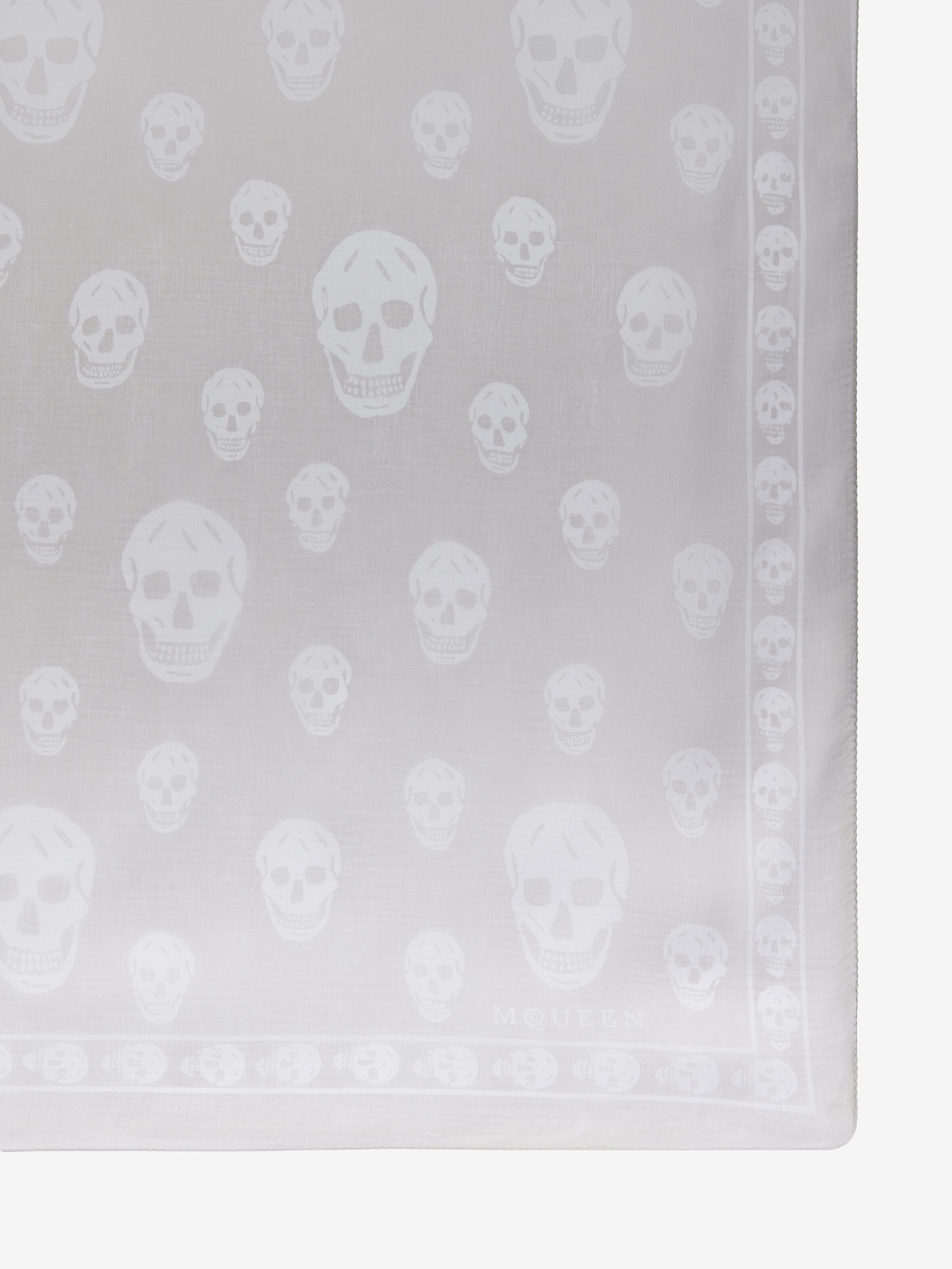 Women's Classic Skull Scarf in Light Grey in 100% Silk | Alexander McQueen - image 2