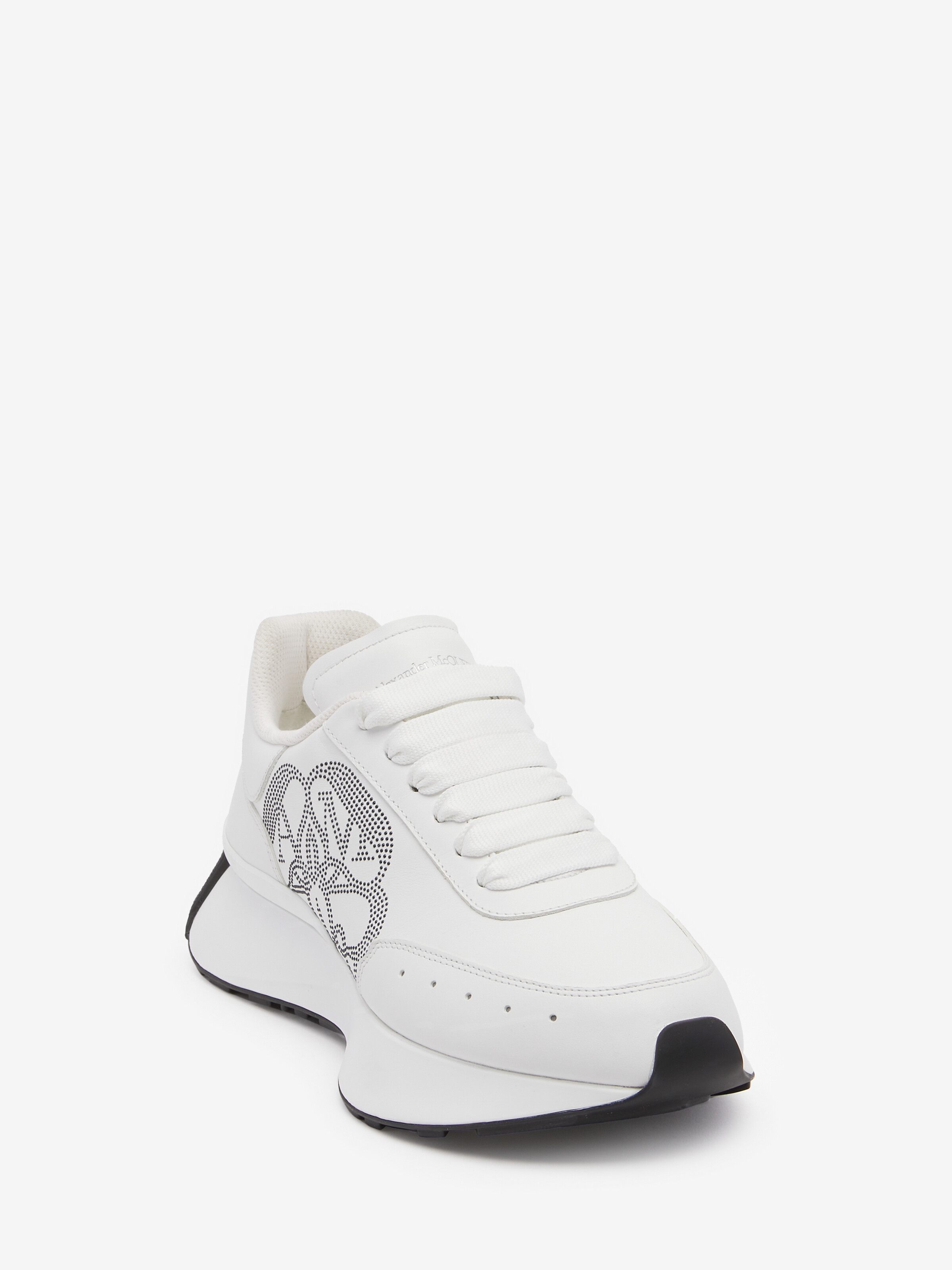 Women's Sprint Runner in White/Silver/Black in Calf Leather | Alexander McQueen - image 2