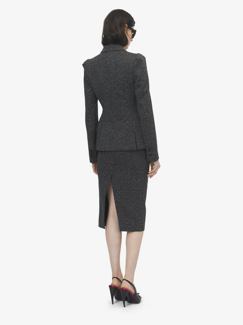 Flecked Pinstripe Slashed Zip Pencil Skirt | Alexander McQueen - image 4