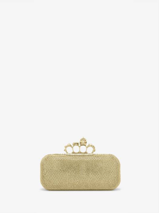 Women's Long Knuckle Clutch in Gold-finish | McQueen US